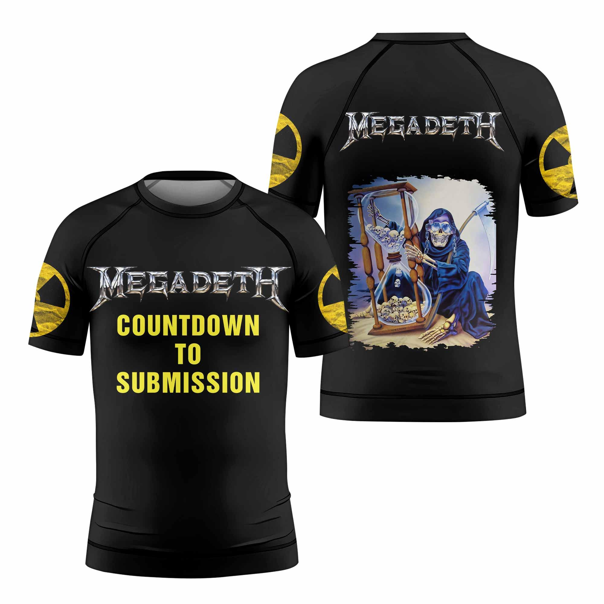 Megadeth Countdown to Submission Kids Rash Guard Short Sleeve - front and back view