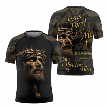 Live for Him Kids Rash Guard Short Sleeve - front and back view