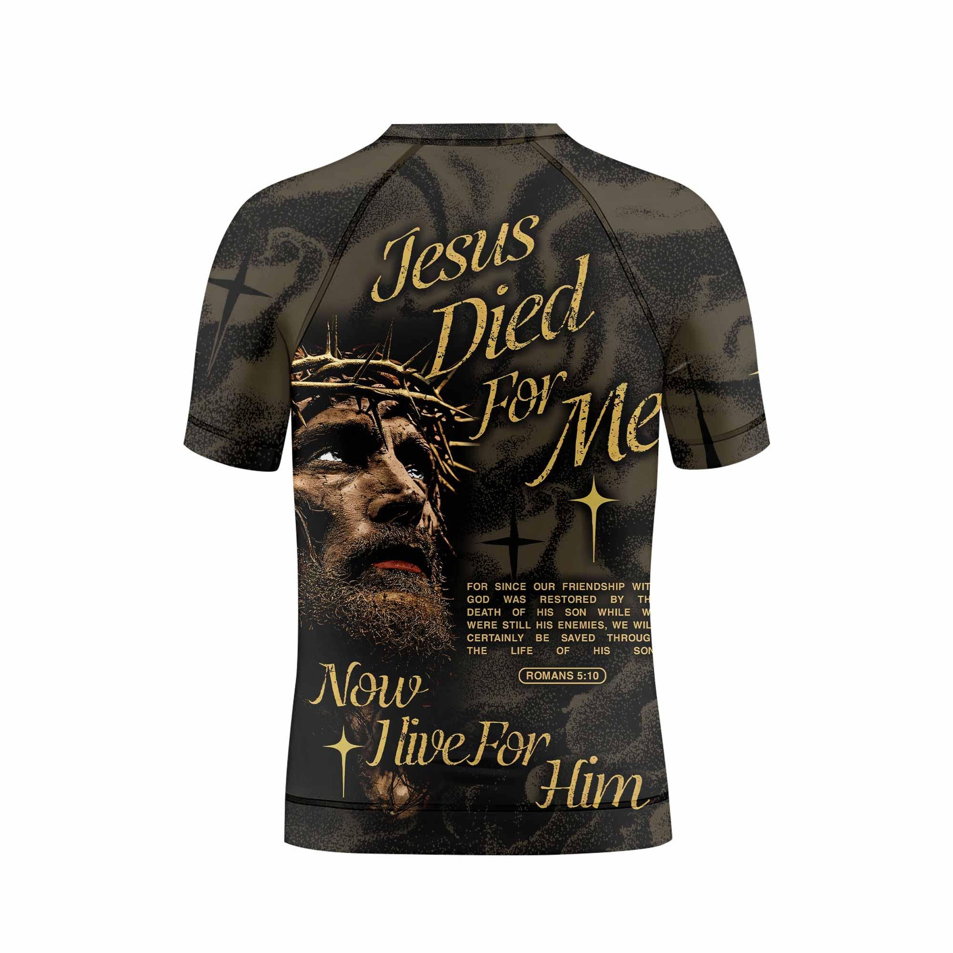 Live for Him Kids Rash Guard Short Sleeve - back view mockup