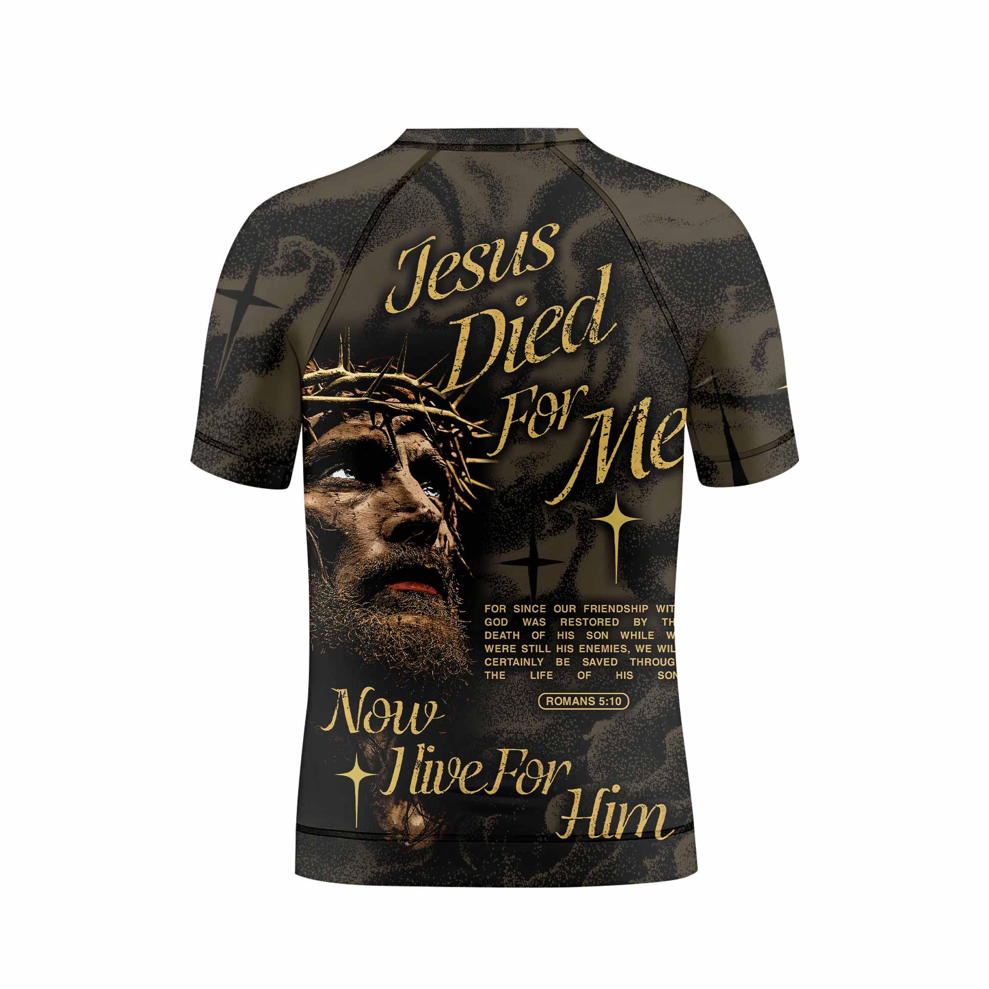 Live for Him Kids Rash Guard Short Sleeve - back view mockup