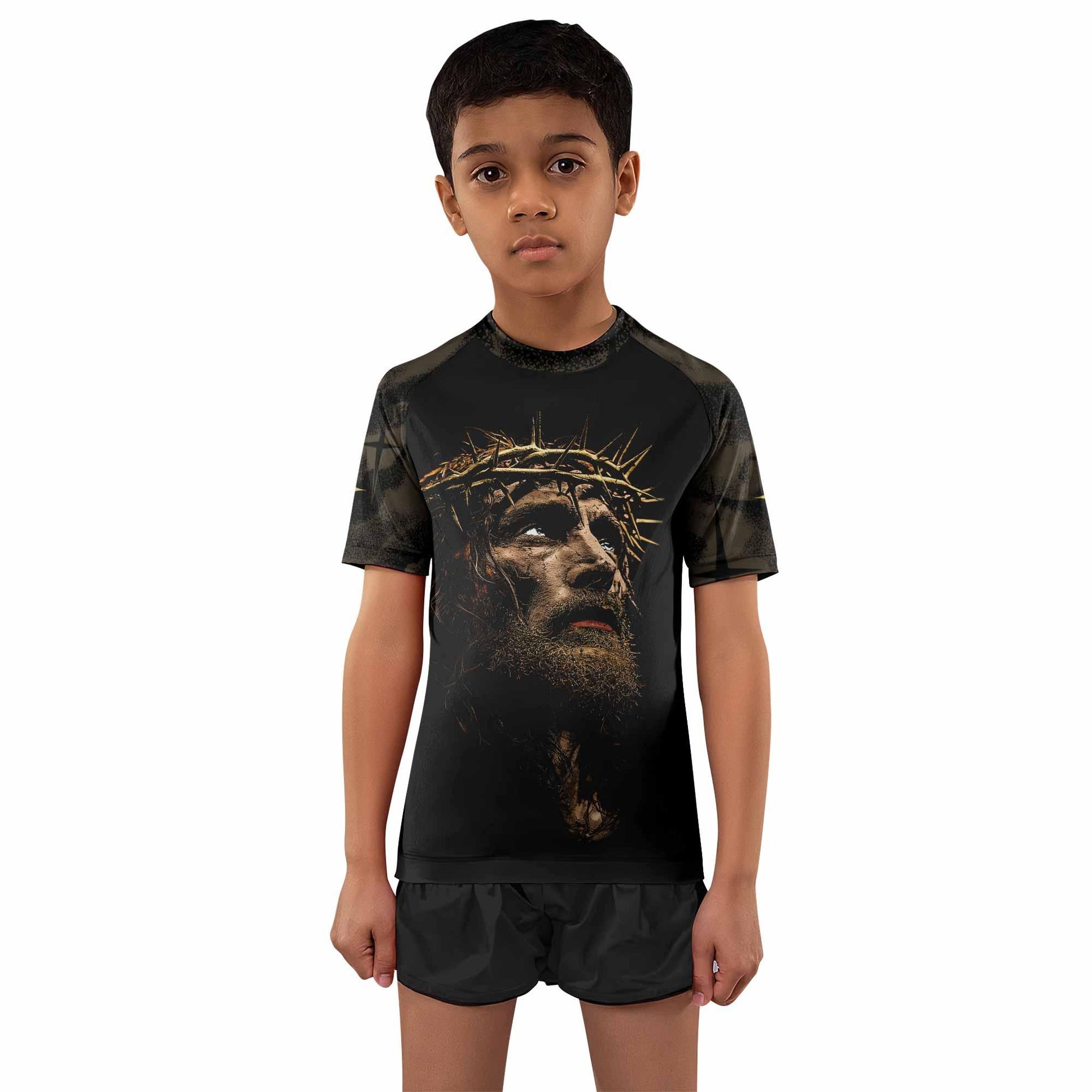 Live for Him Kids Rash Guard Short Sleeve - boy's lifestyle view