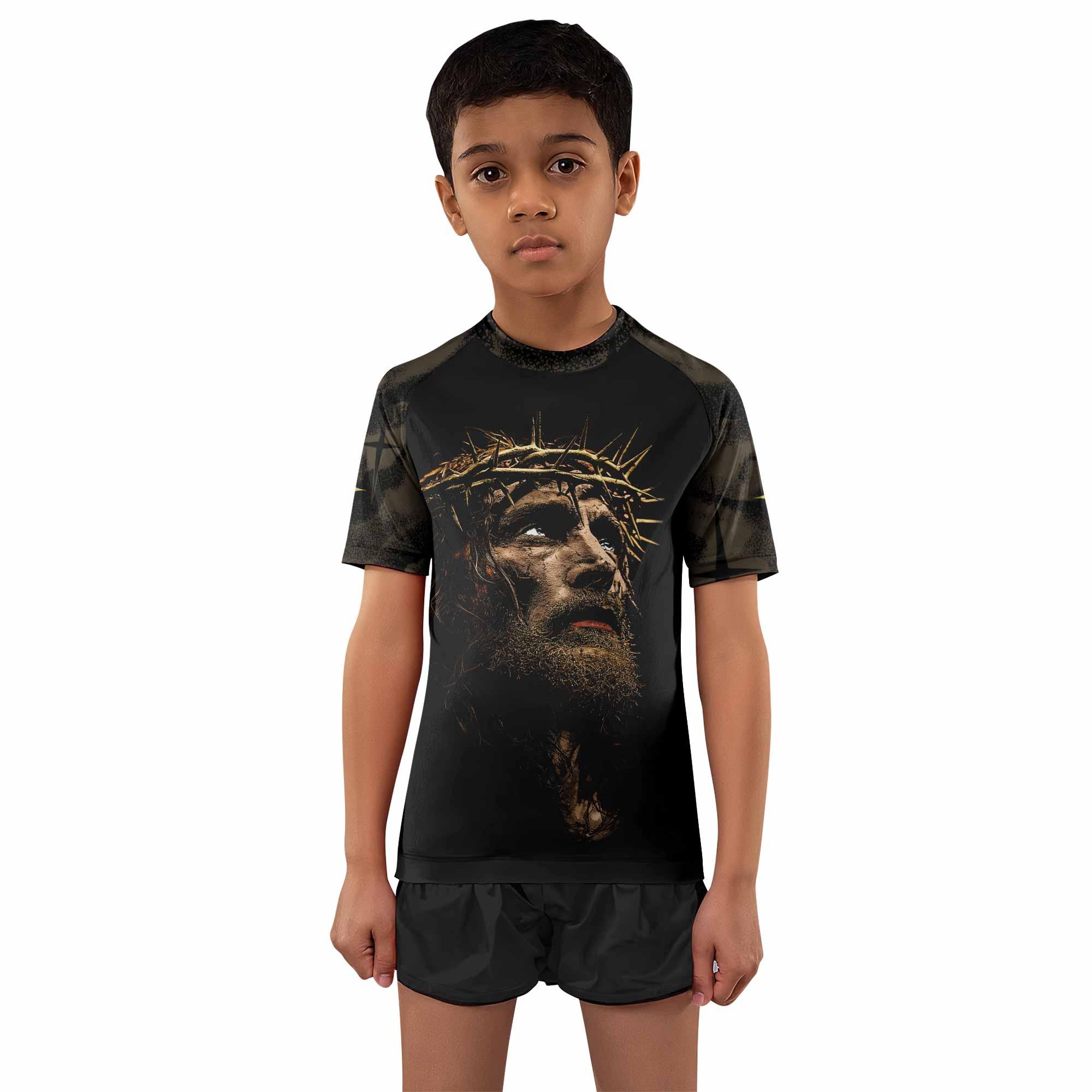 Live for Him Kids Rash Guard Short Sleeve - boy's lifestyle view