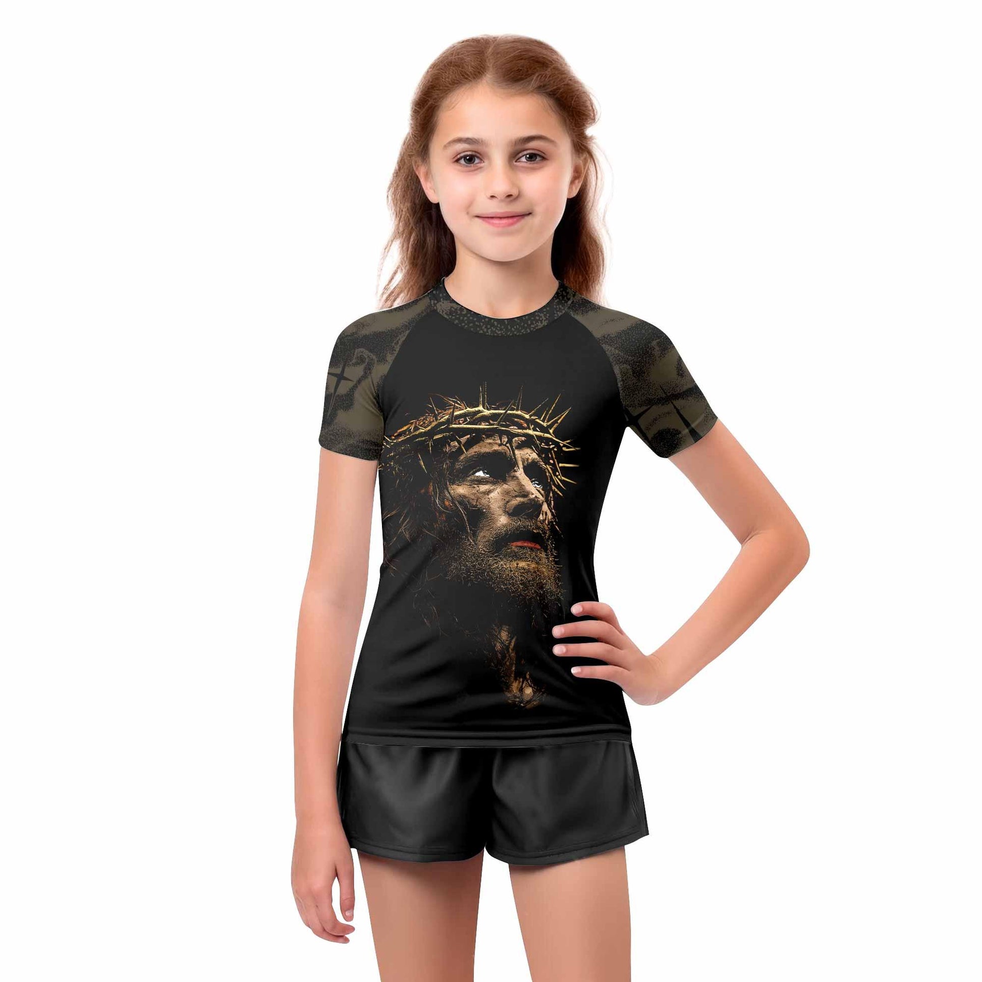 Live for Him Kids Rash Guard Short Sleeve - girl's lifestyle view