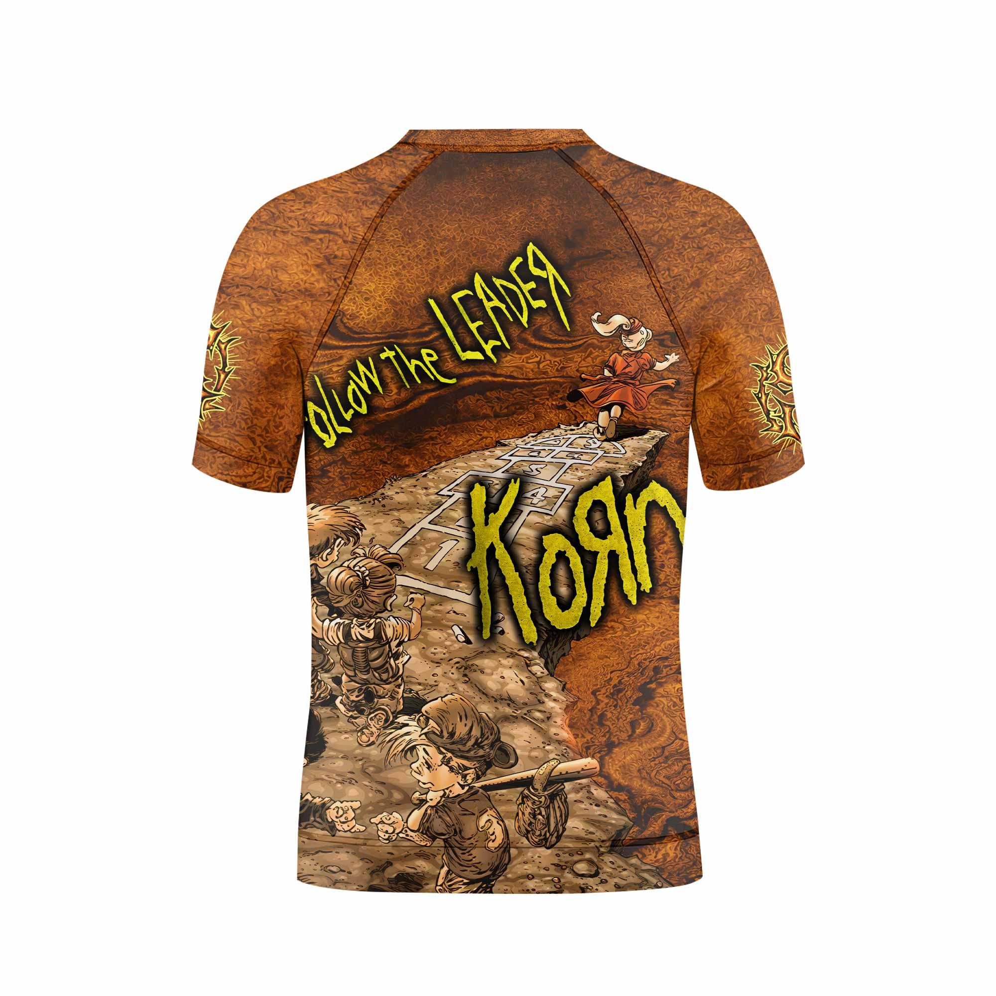 Follow the Leader Korn Kids Rash Guard Short Sleeve - back view mockup