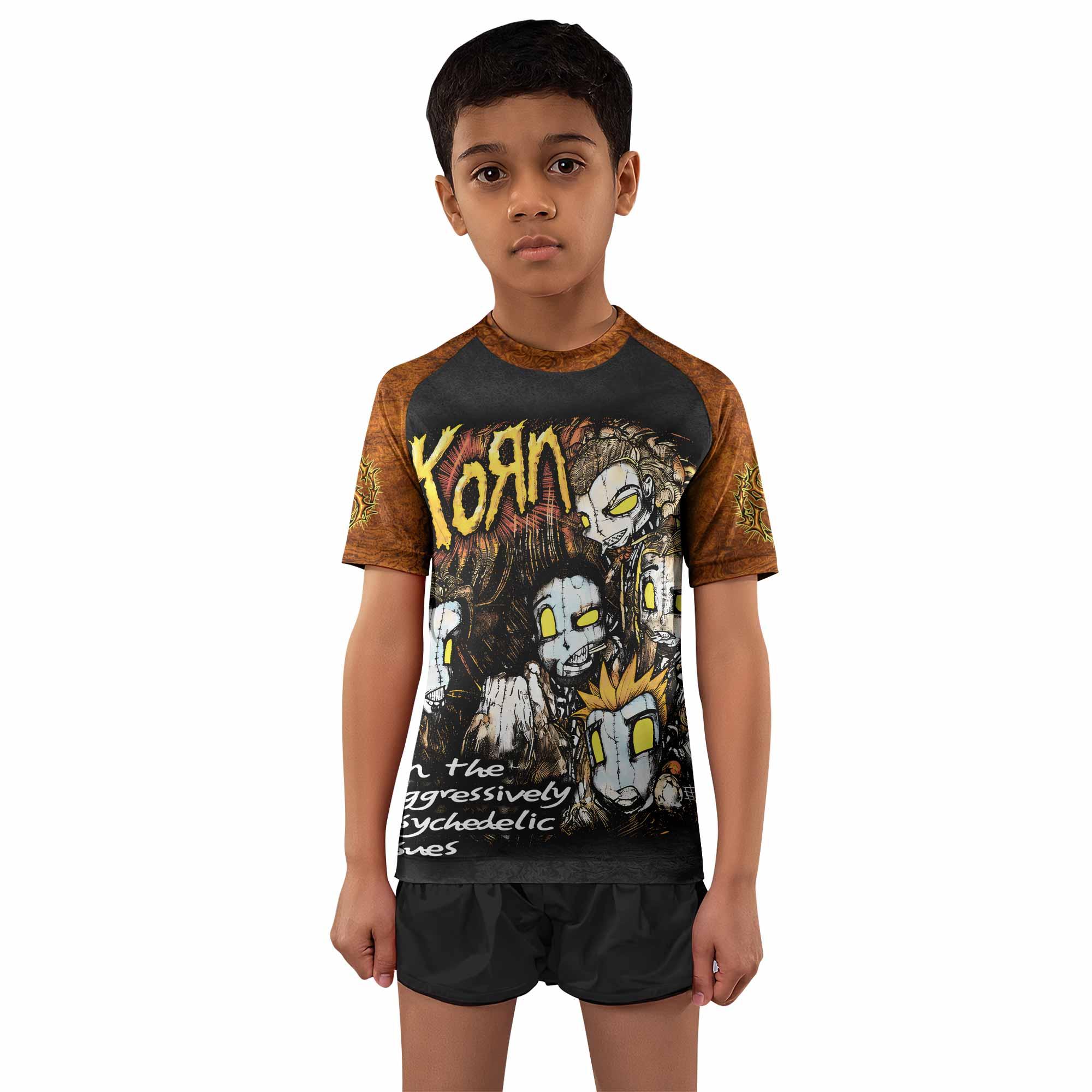 Follow the Leader Korn Kids Rash Guard Short Sleeve - boy's lifestyle view