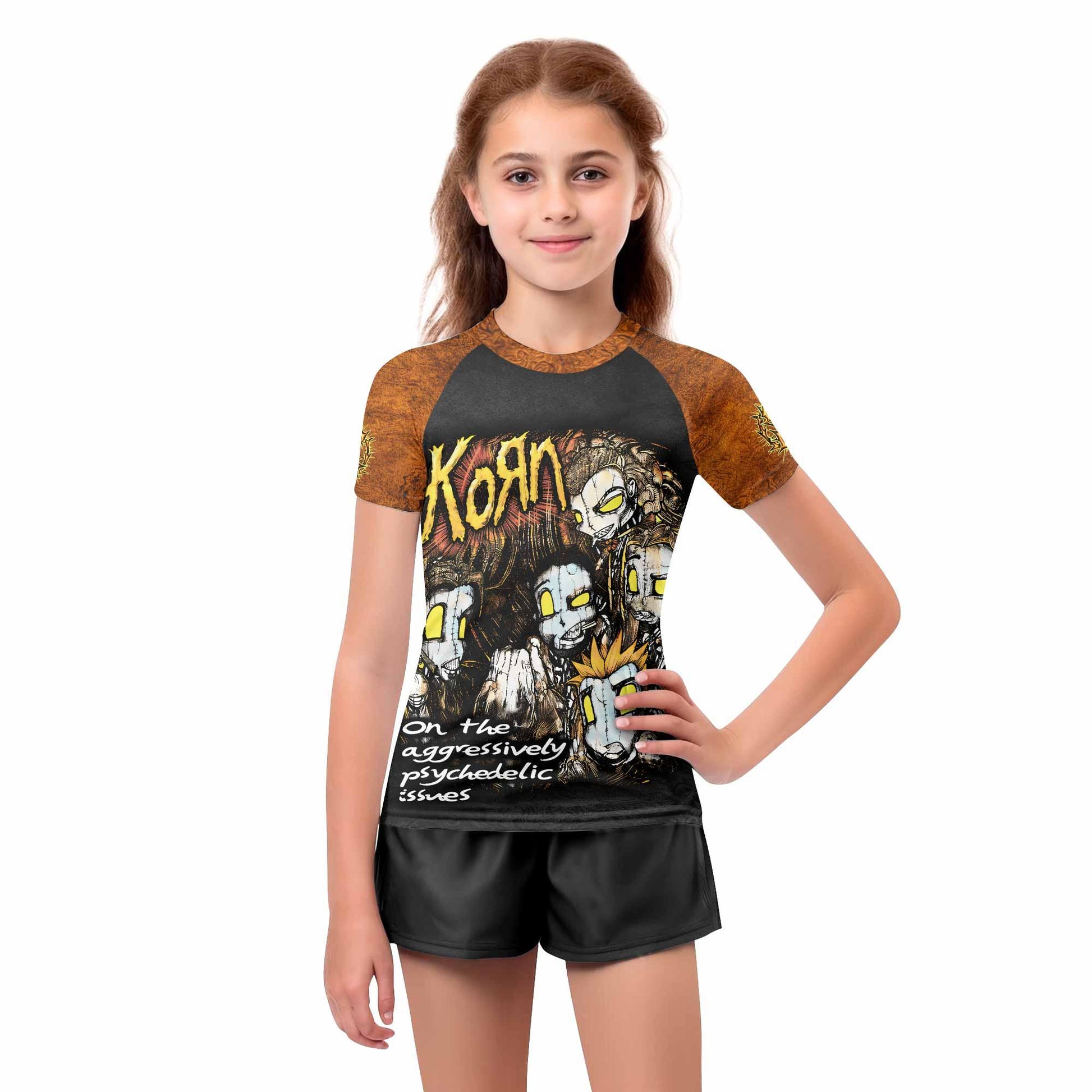Follow the Leader Korn Kids Rash Guard Short Sleeve - girl's lifestyle view