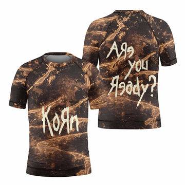 Are You Ready Korn Kids Rash Guard Short Sleeve - front and back view