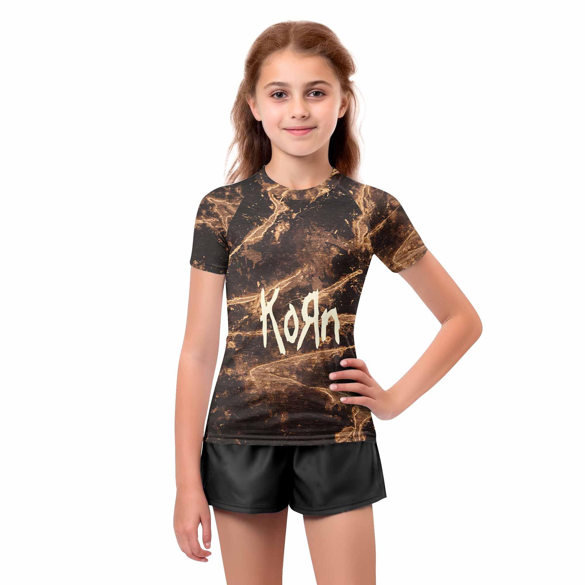 Are You Ready Korn Kids Rash Guard Short Sleeve - girl's lifestyle view