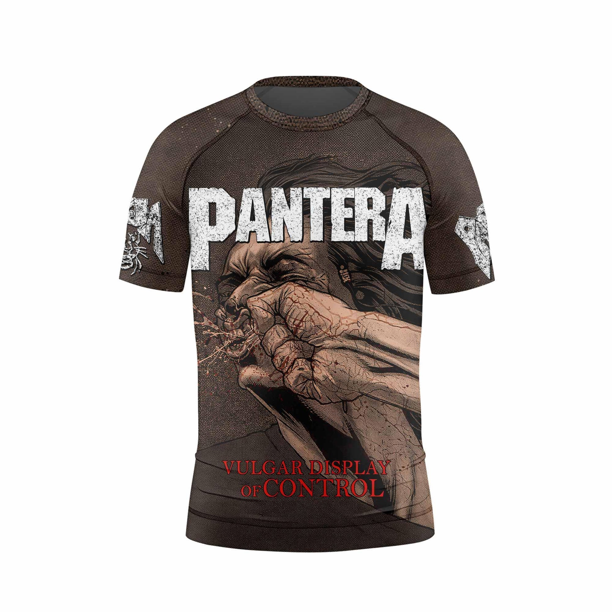 Pantera Vulgar Display Of Control Kids Rash Guard Short Sleeve - back view mockup