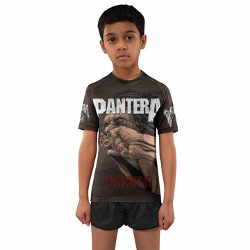Pantera Vulgar Display Of Control Kids Rash Guard Short Sleeve - front and back view
