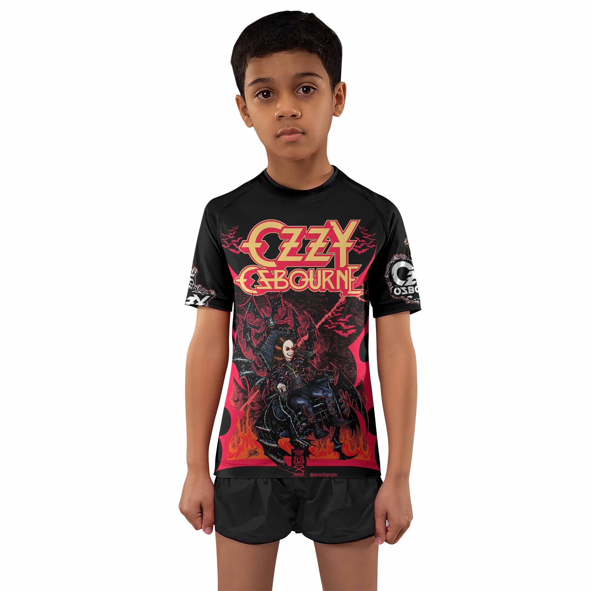 Ozzy Osbourne Kids Rash Guard Short Sleeve - boy's lifestyle view