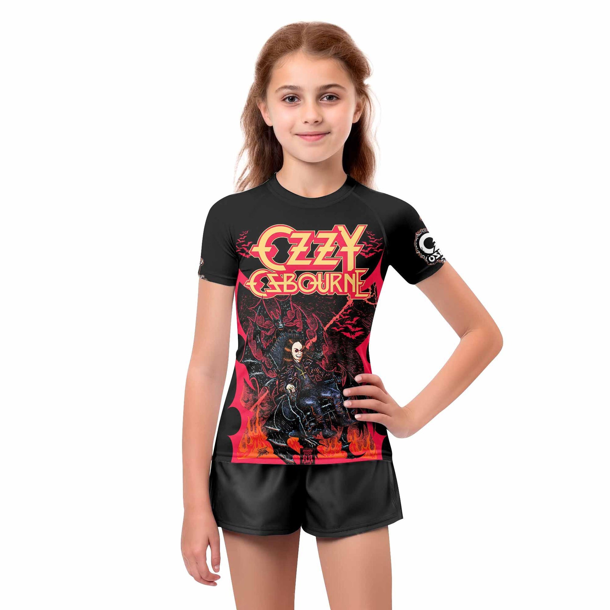 Ozzy Osbourne Kids Rash Guard Short Sleeve - girl's lifestyle view