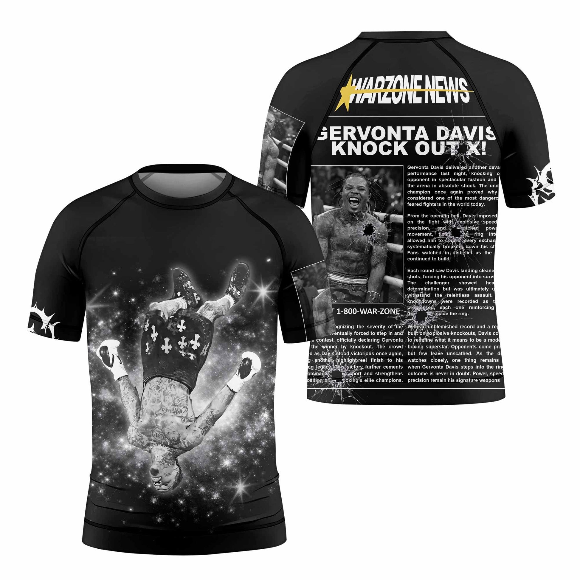 Gervonta Tank Davis Flip Kids Rash Guard Short Sleeve - front and back view