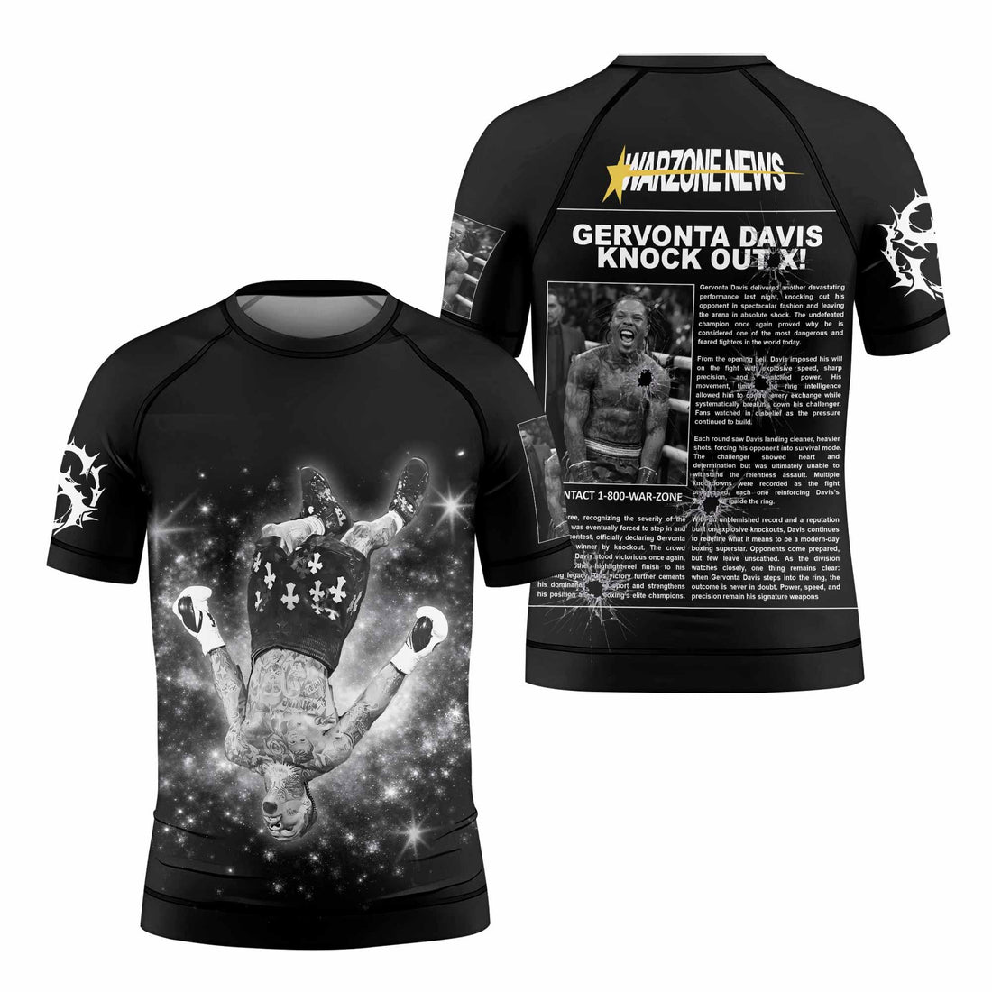 Gervonta Tank Davis Flip Kids Rash Guard Short Sleeve - front and back view
