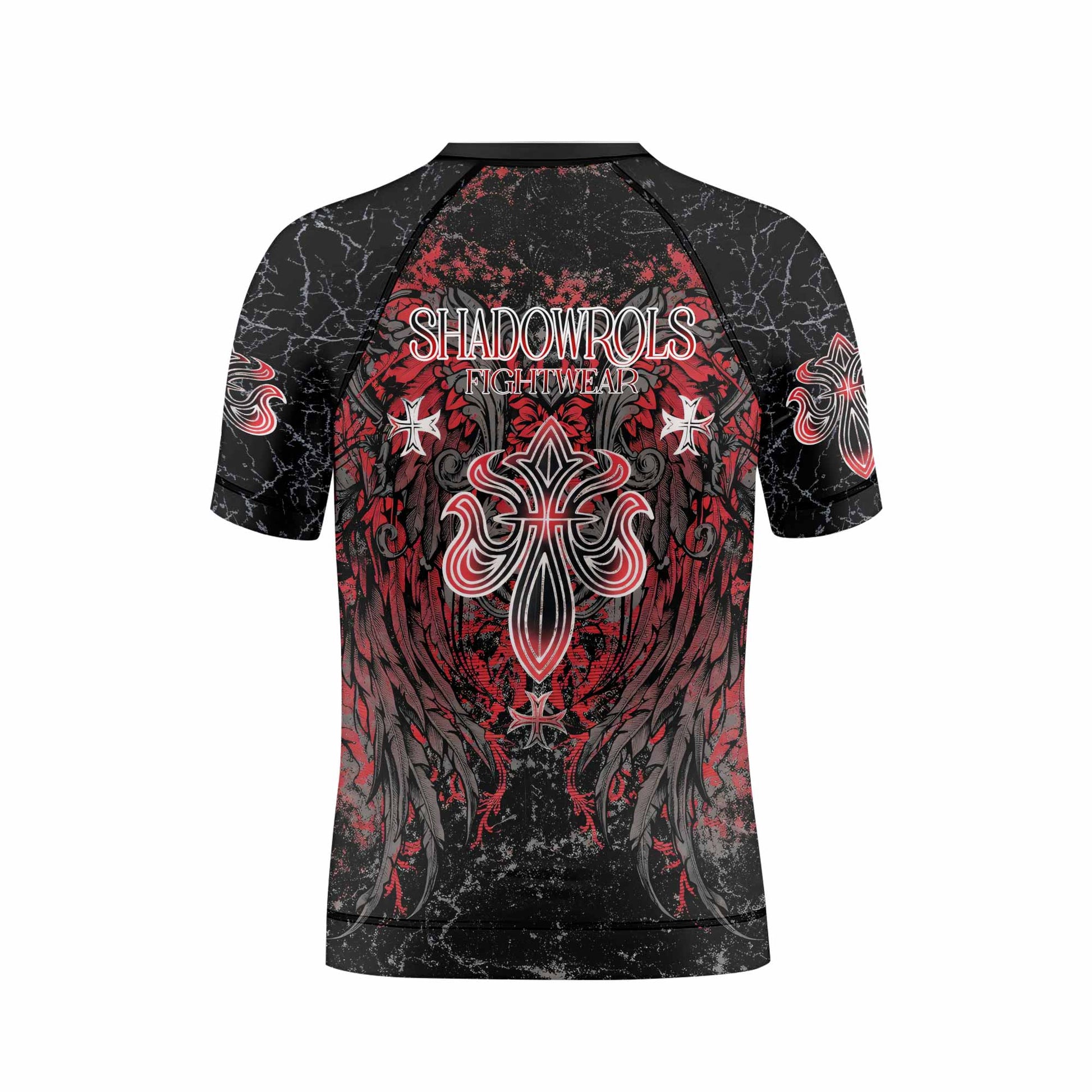 Crimson Faith Cross Kids Rash Guard Short Sleeve - boy's lifestyle view