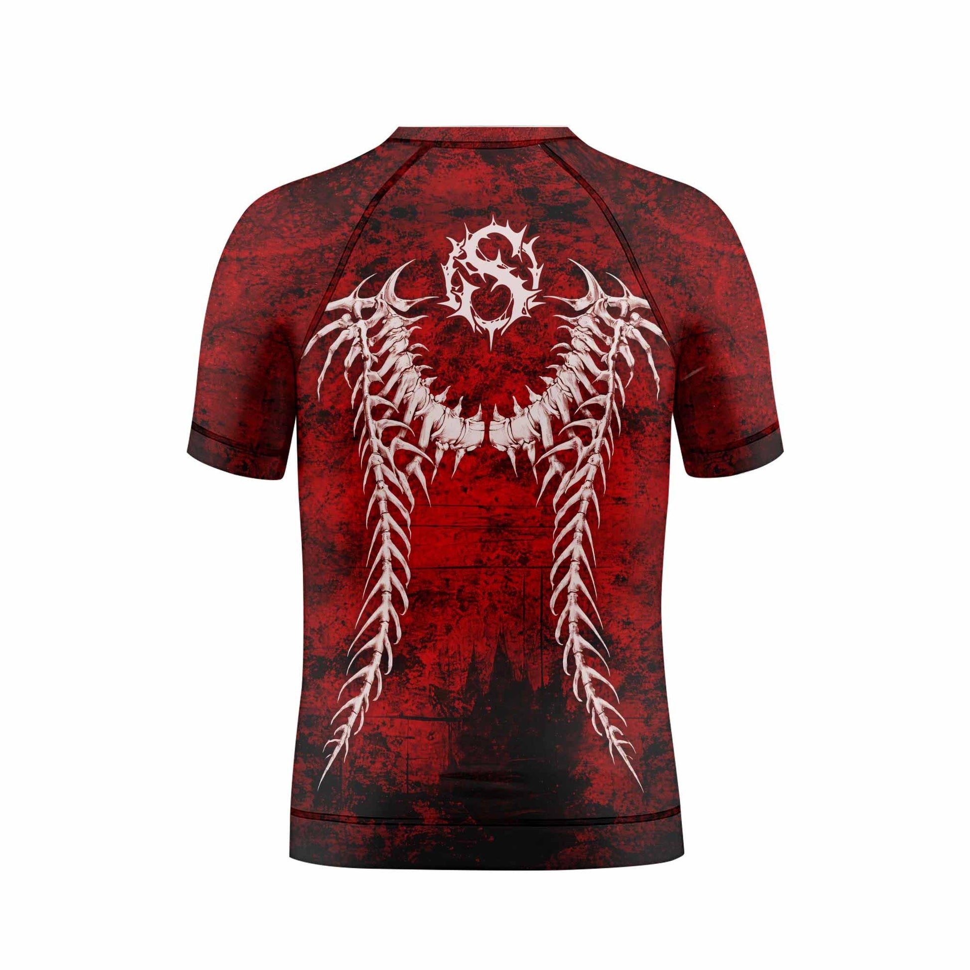 Blood Spine Skull Kids Rash Guard Short Sleeve - boy's lifestyle view