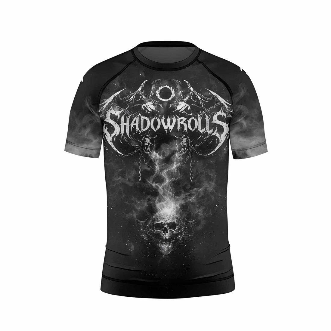 Wraith of the Abyss Kids Rash Guard Short Sleeve - front and back view