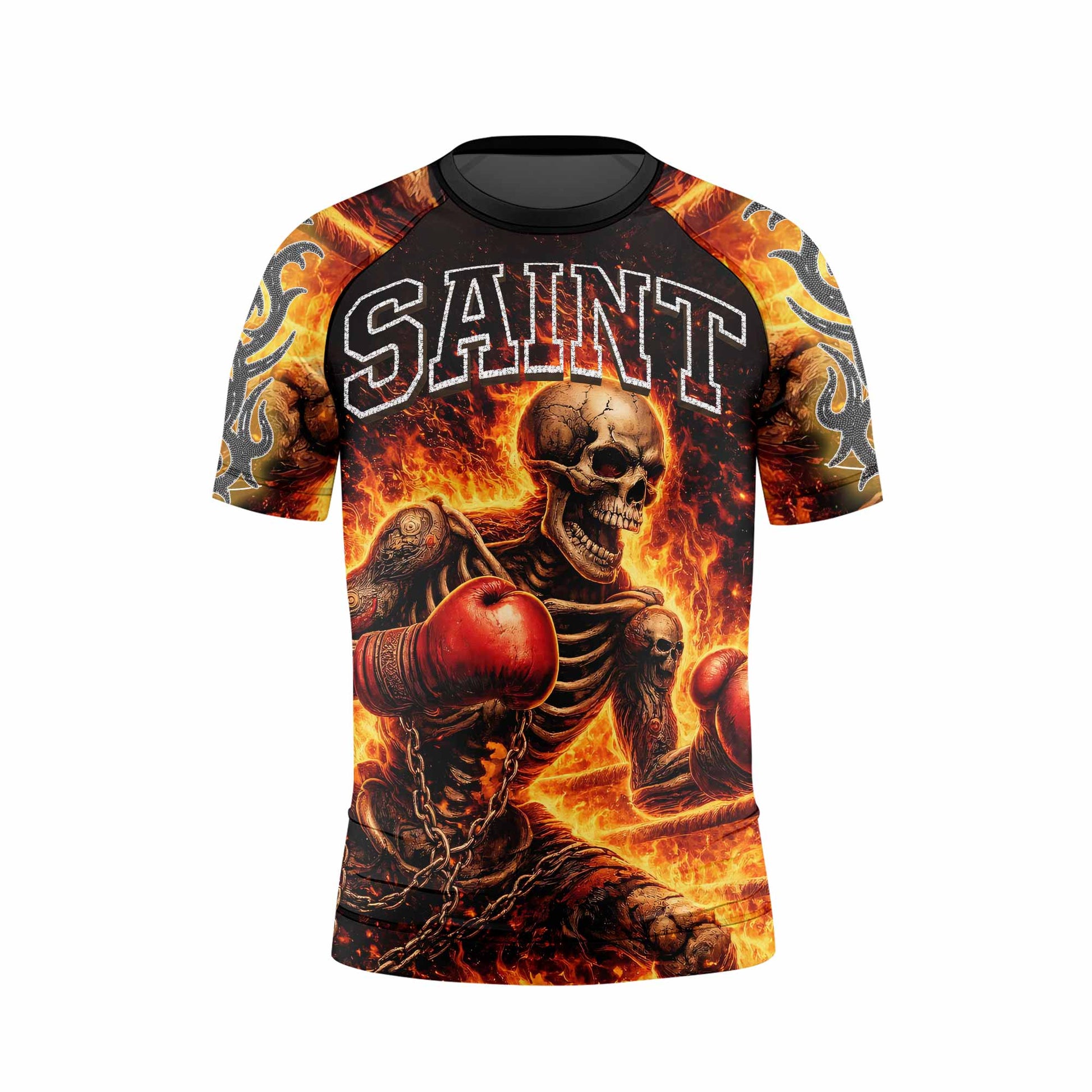 Saint King of Kings Kids Rash Guard Short Sleeve - front view mockup