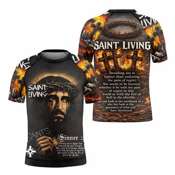Saint Living Kids Rash Guard Short Sleeve - front and back view