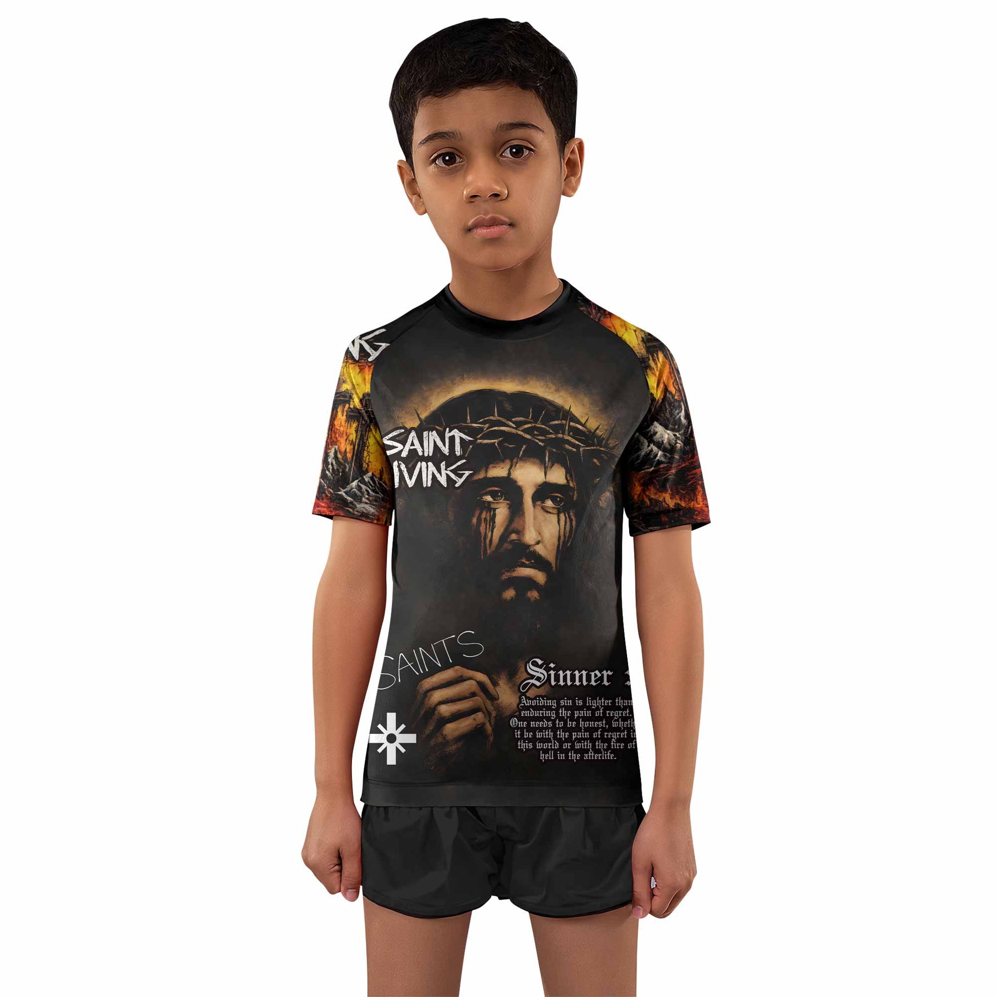 Saint Living Kids Rash Guard Short Sleeve - boy's lifestyle view