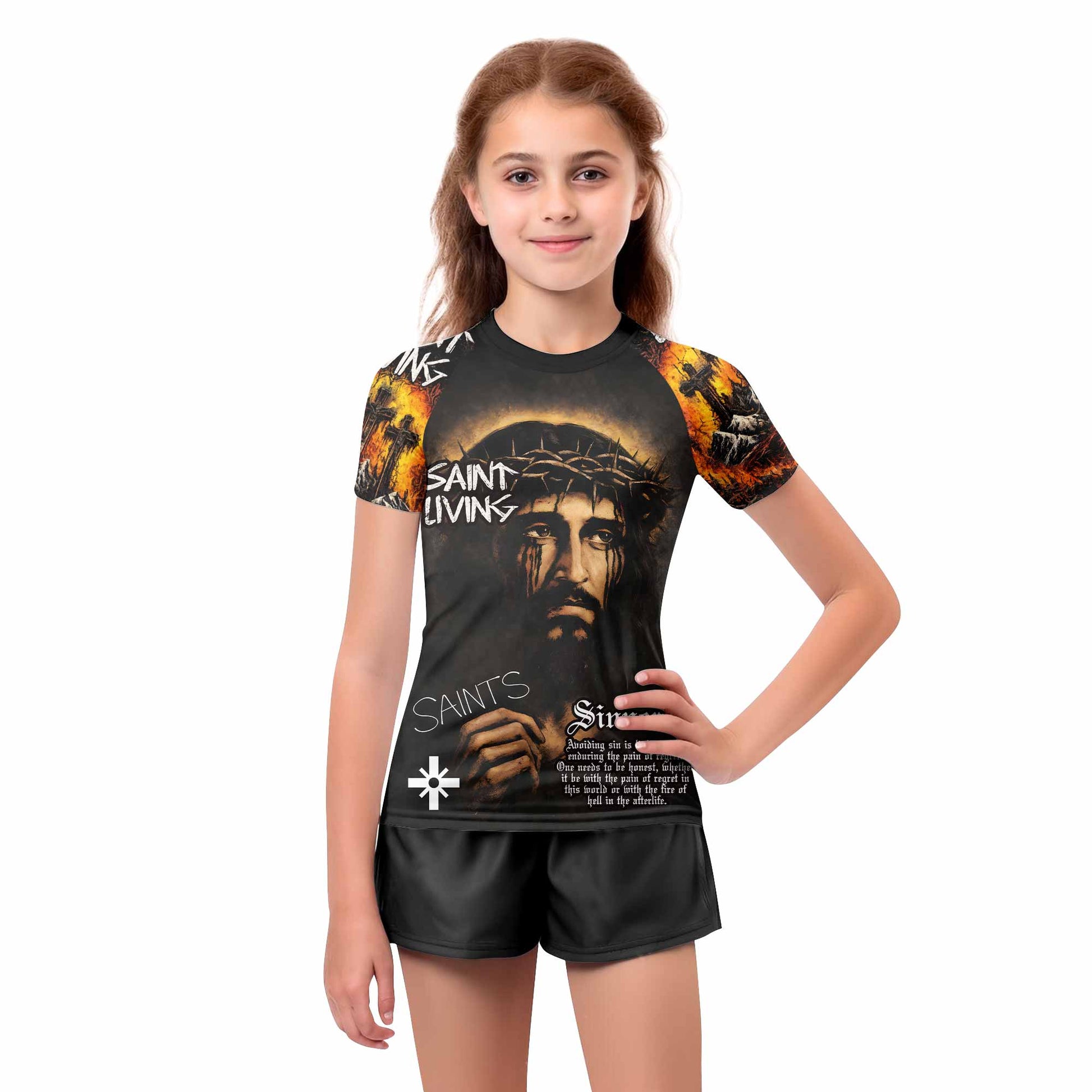 Saint Living Kids Rash Guard Short Sleeve - girl's lifestyle view