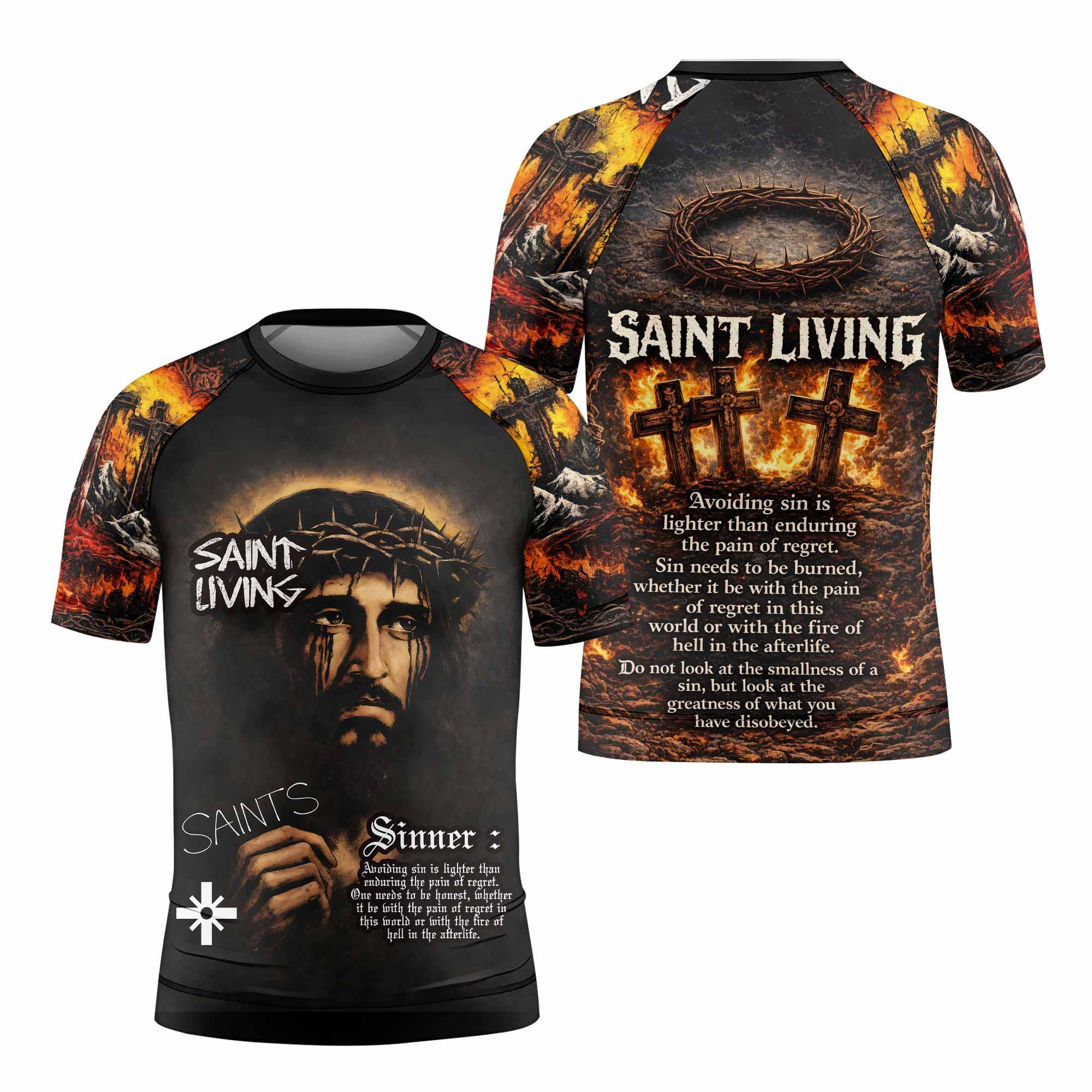 Saint Living Kids Rash Guard Short Sleeve - front view mockup