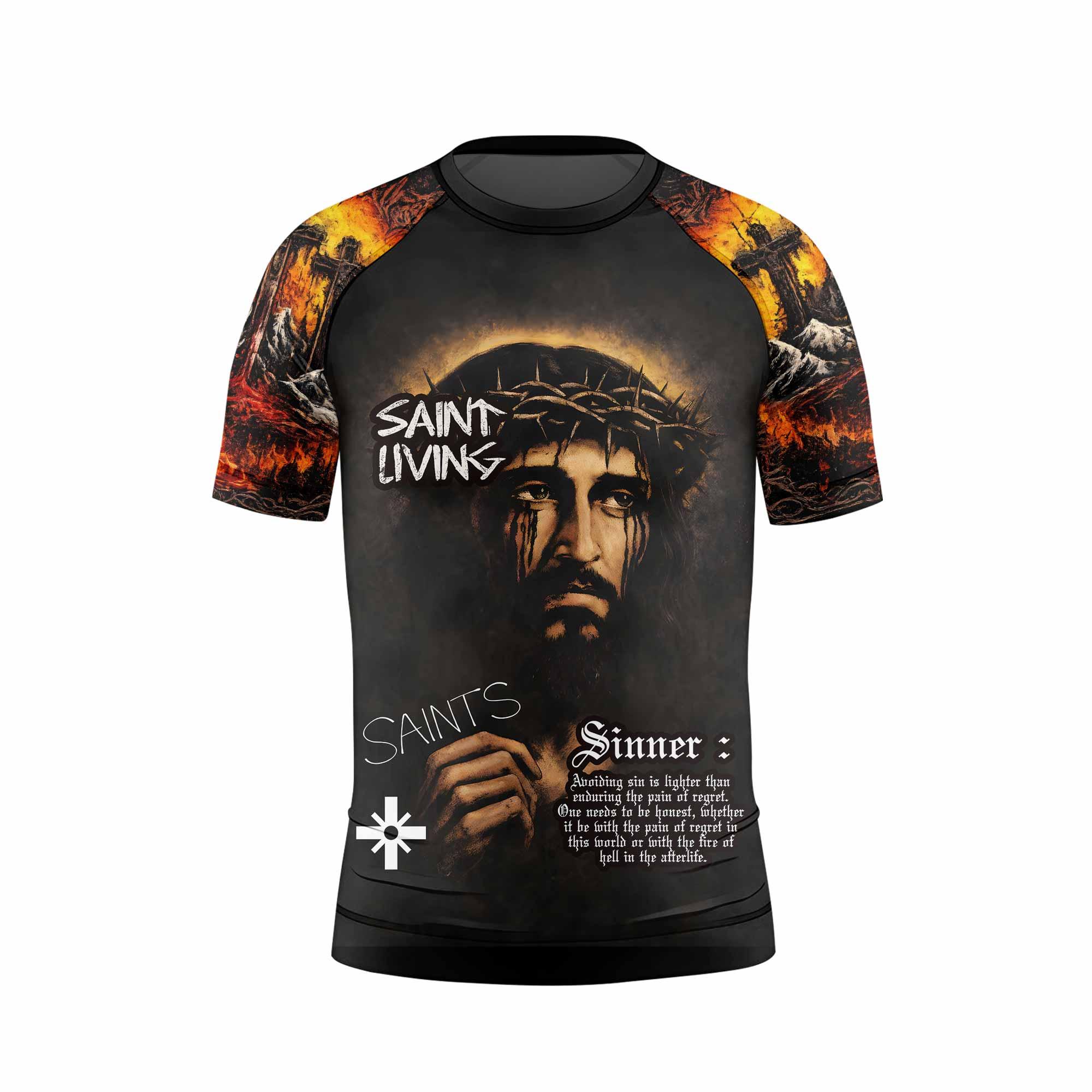 Saint Living Kids Rash Guard Short Sleeve - back view mockup