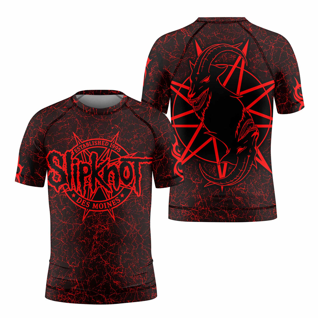 Slipknot Rotting Goat Kids Rash Guard Short Sleeve - front and back view