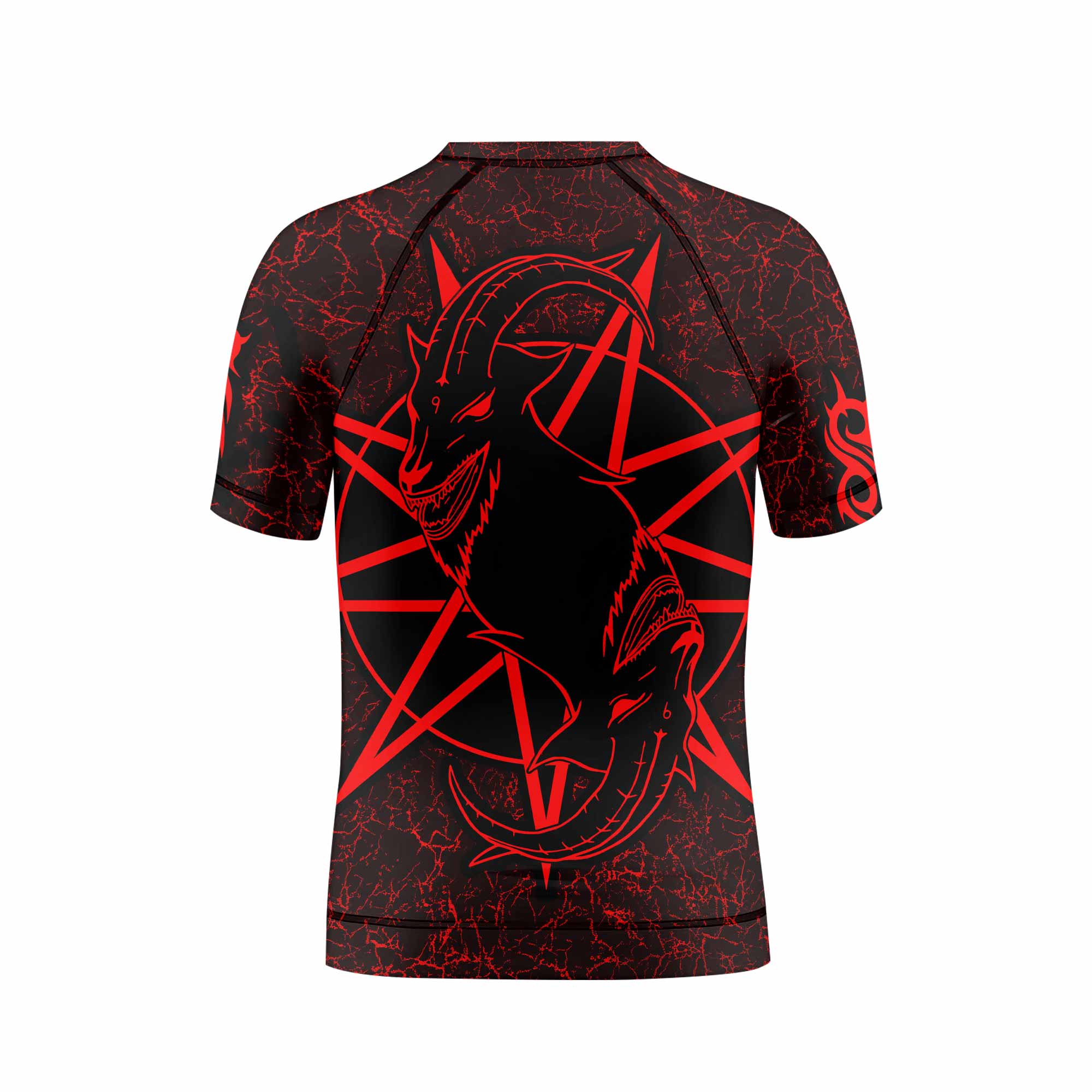 Slipknot Rotting Goat Kids Rash Guard Short Sleeve - back view mockup