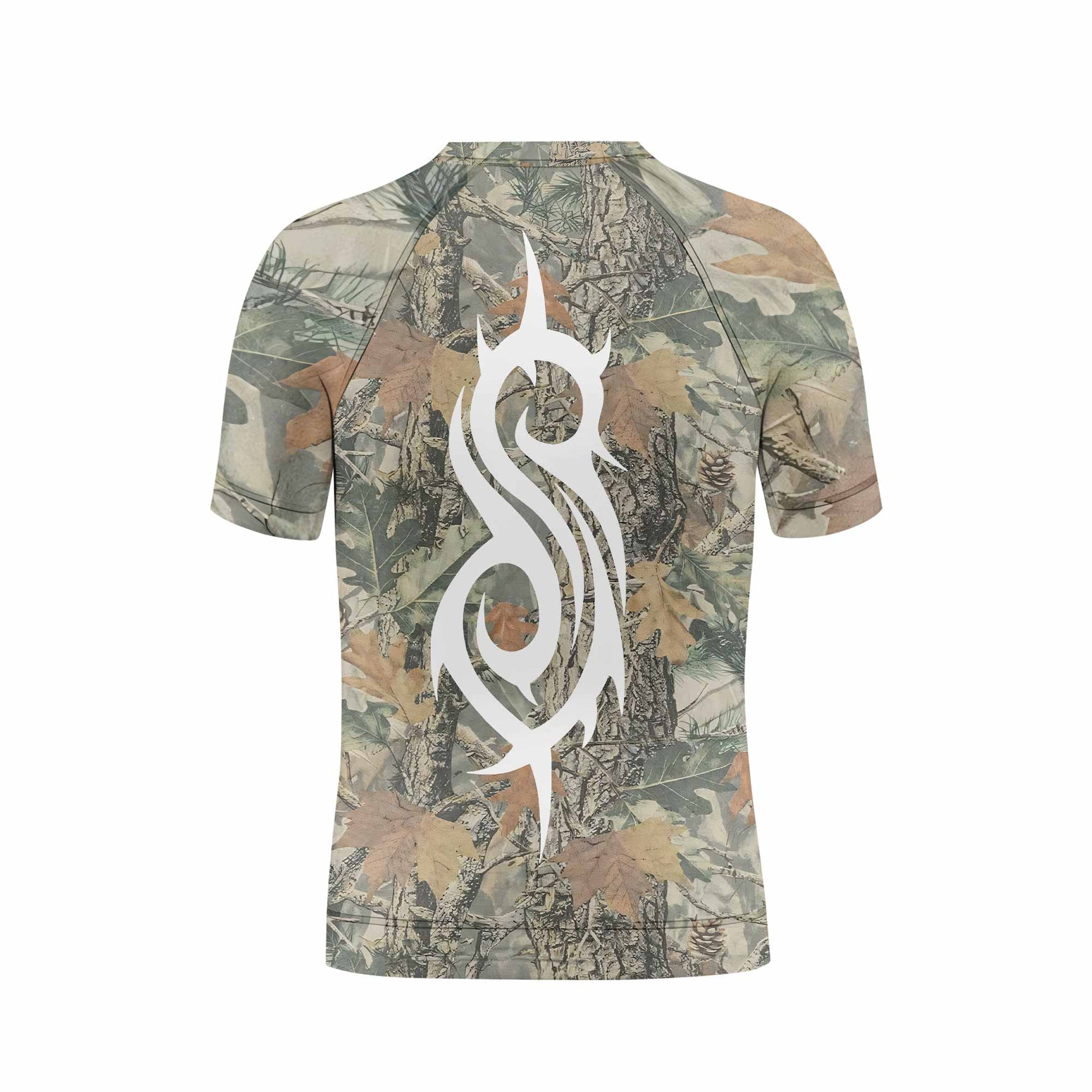 Slipknot Forest Camo Kids Rash Guard Short Sleeve - back view mockup