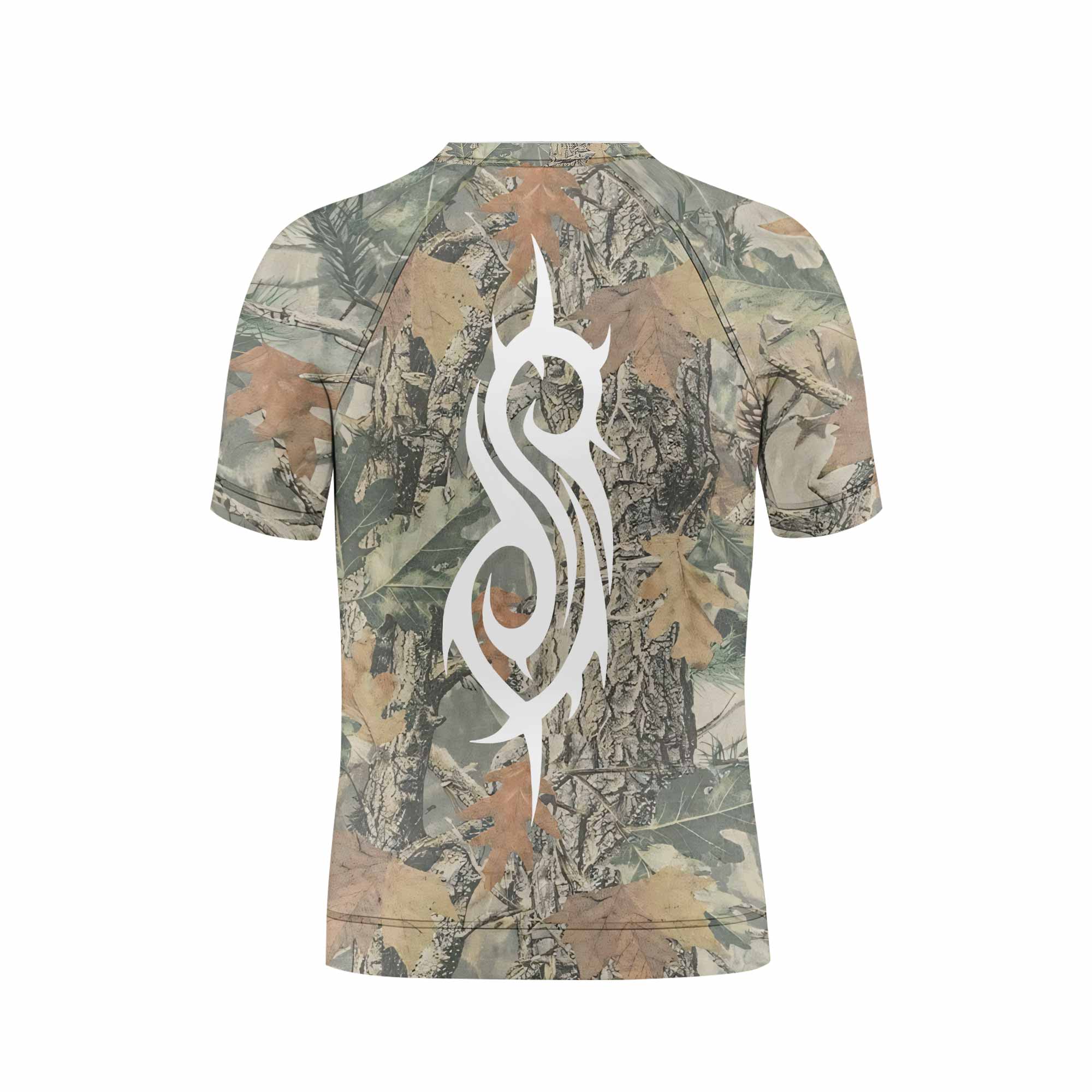 Slipknot Forest Camo Kids Rash Guard Short Sleeve - boy's lifestyle view