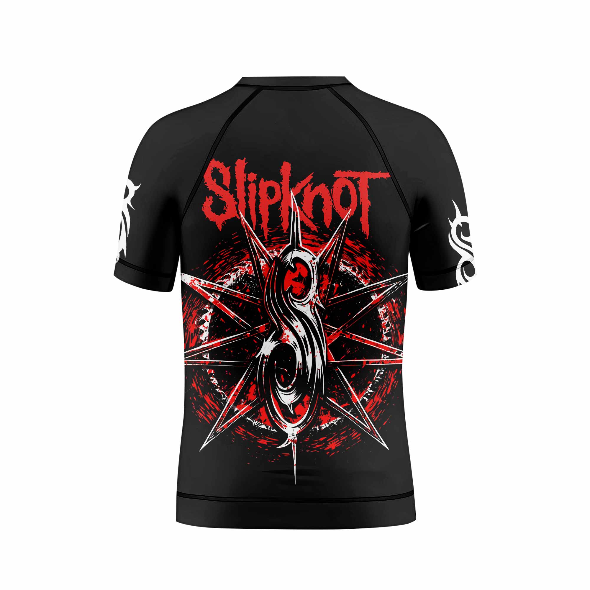 Slipknot Crimson Ribcage Kids Rash Guard Short Sleeve - back view mockup