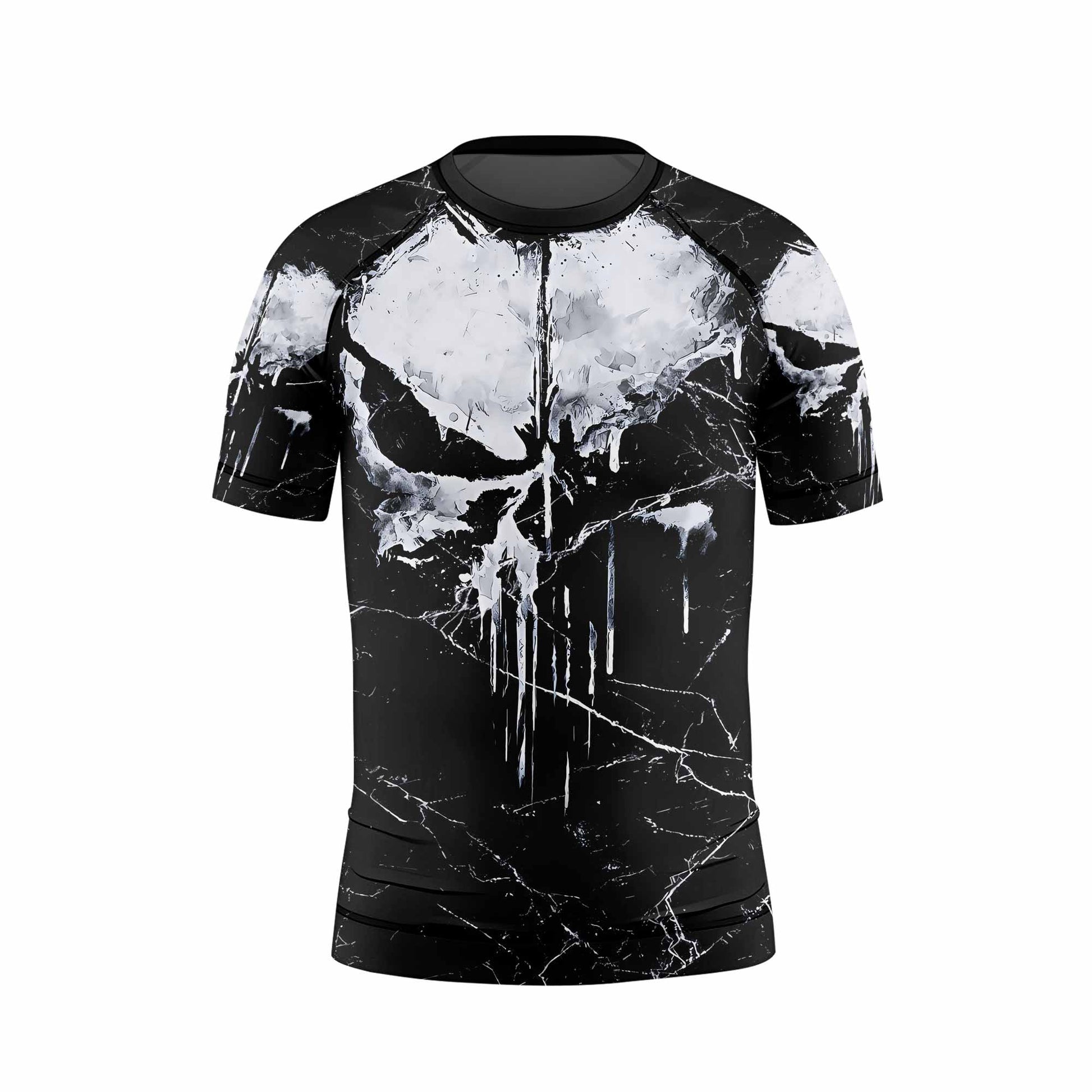 Punisher War Skull Kids Rash Guard Short Sleeve - back view mockup