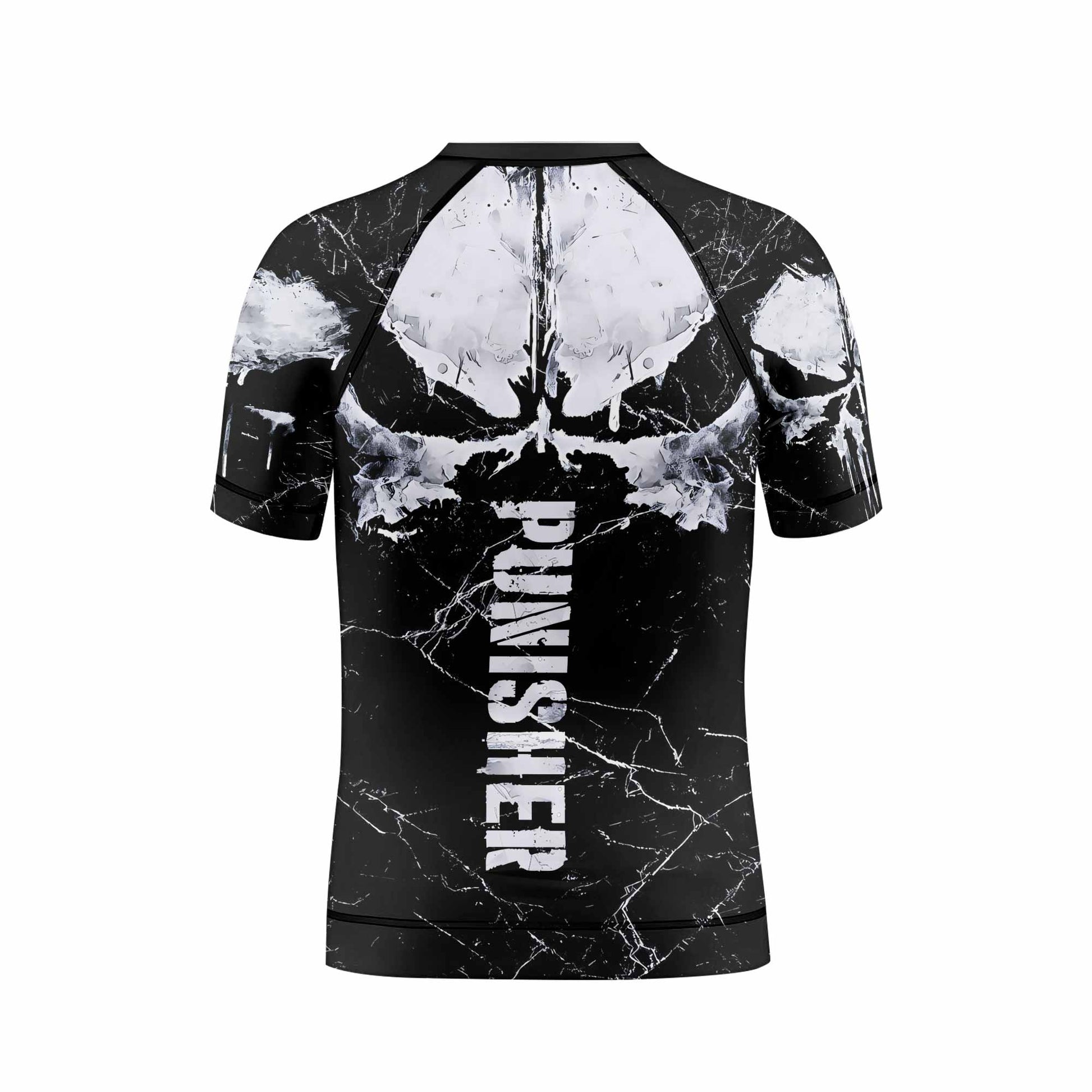 Punisher War Skull Kids Rash Guard Short Sleeve - boy's lifestyle view