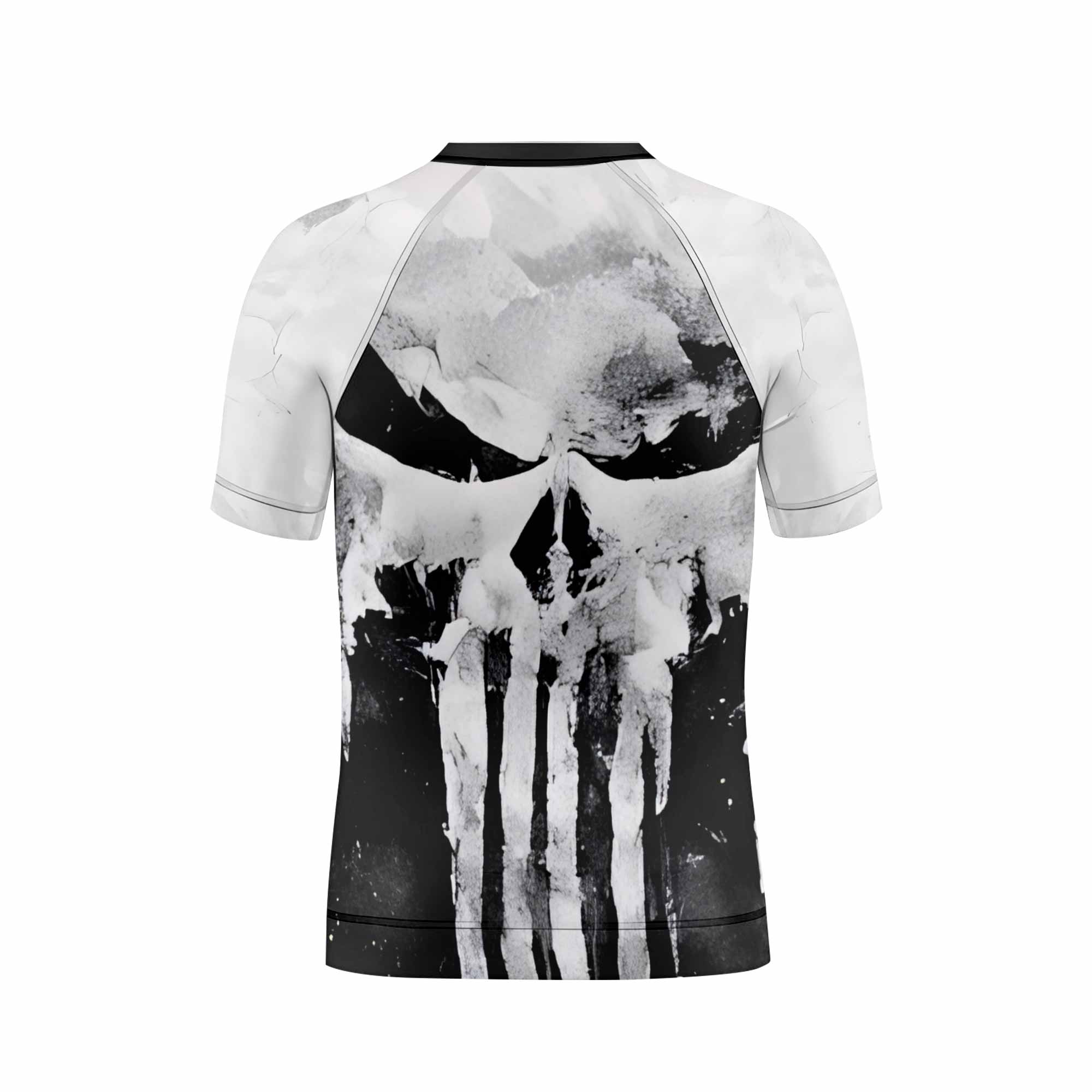Punisher Ghost Skull Kids Rash Guard Short Sleeve - boy's lifestyle view