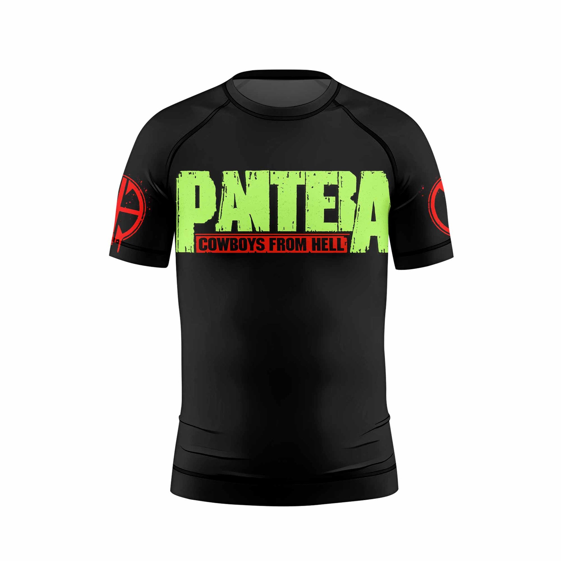 Pantera Cowboys From Hell Kids Rash Guard Short Sleeve - front view mockup