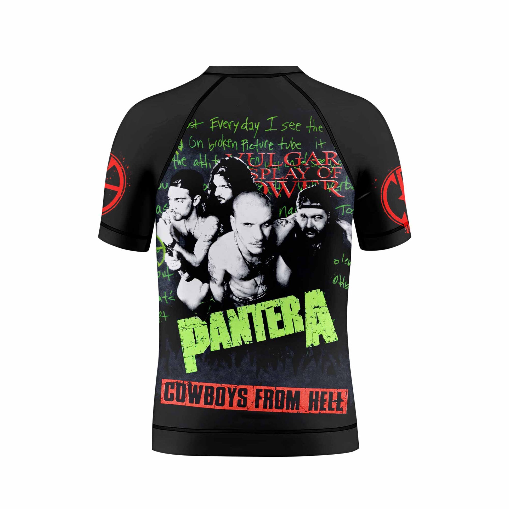 Pantera Cowboys From Hell Kids Rash Guard Short Sleeve - back view mockup
