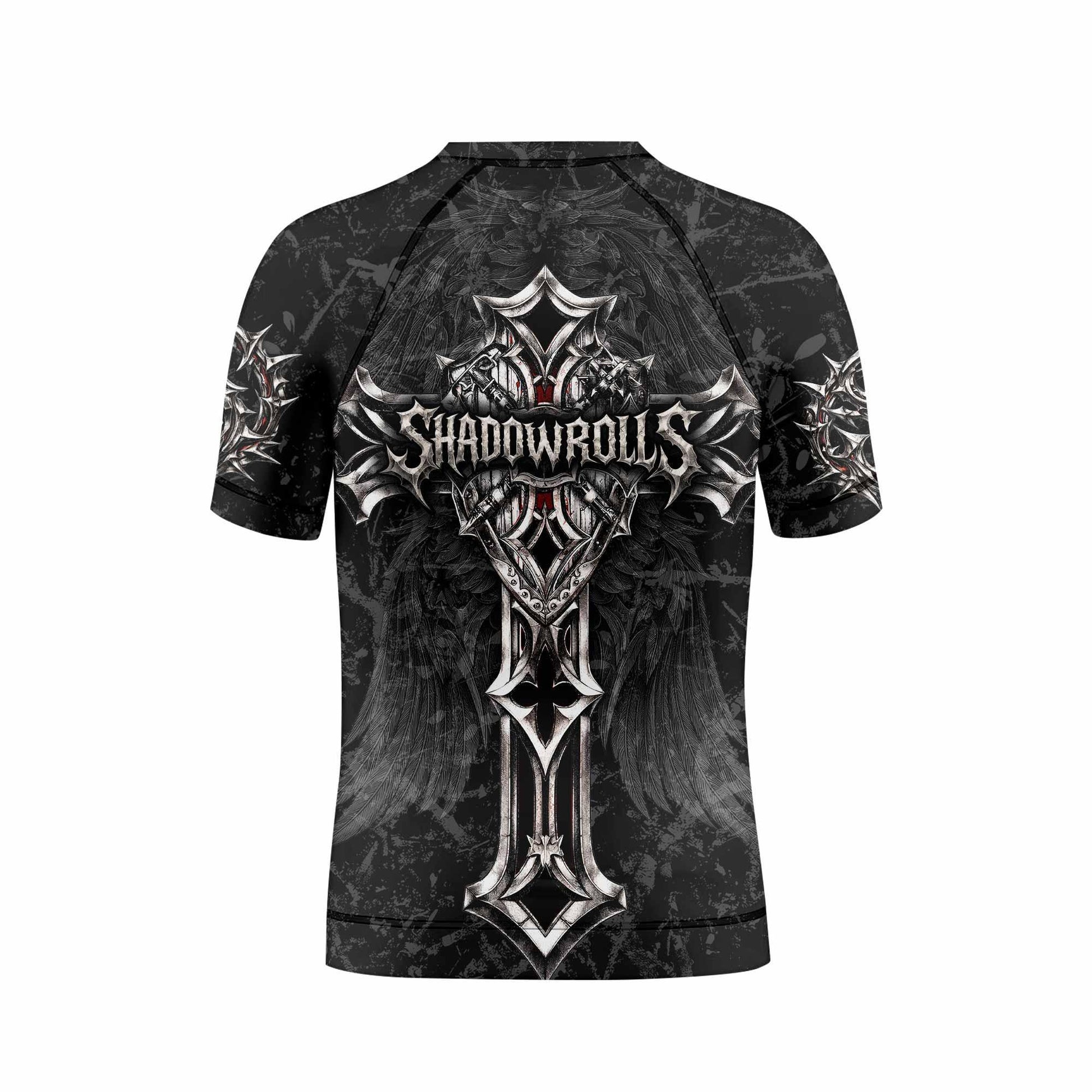 Crown of Thorns Cross Kids Rash Guard Short Sleeve - boy's lifestyle view
