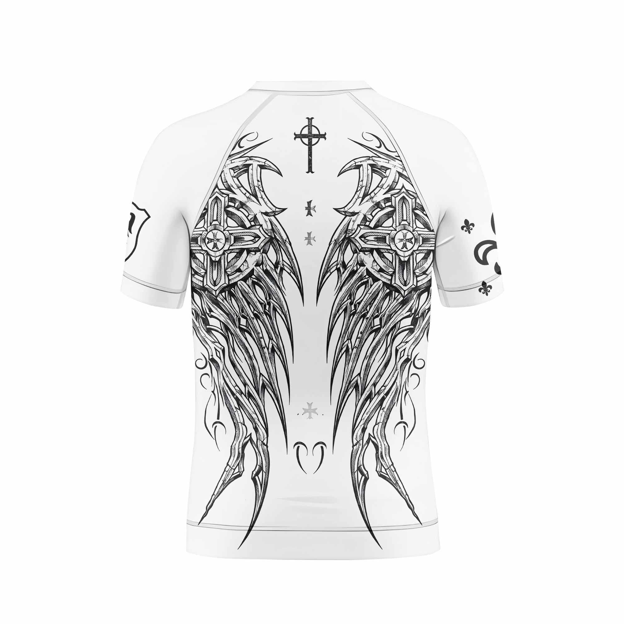Angel Wings Cross Kids Rash Guard Short Sleeve - boy's lifestyle view