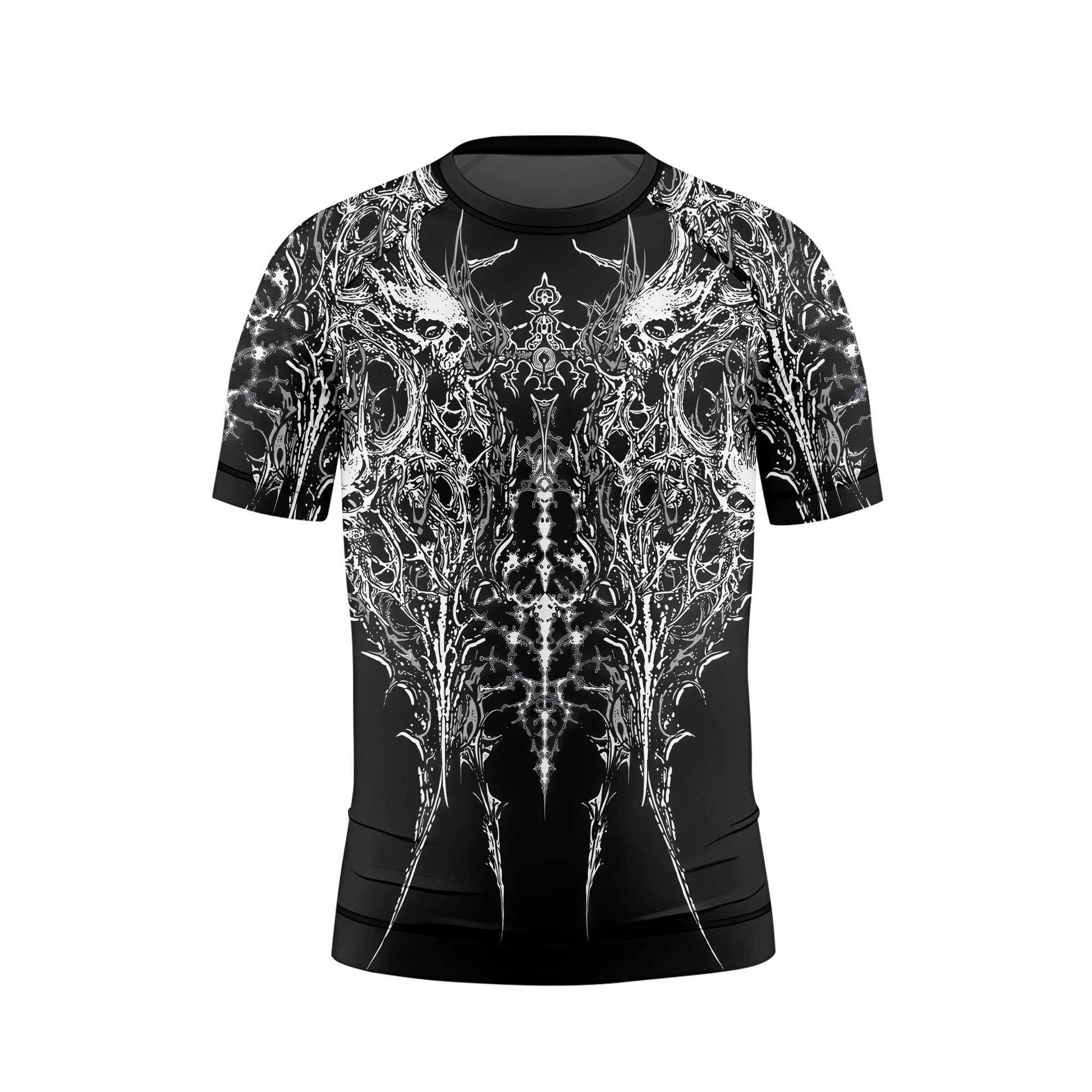 Mortalis Dark Spine Kids Rash Guard Short Sleeve - back view mockup