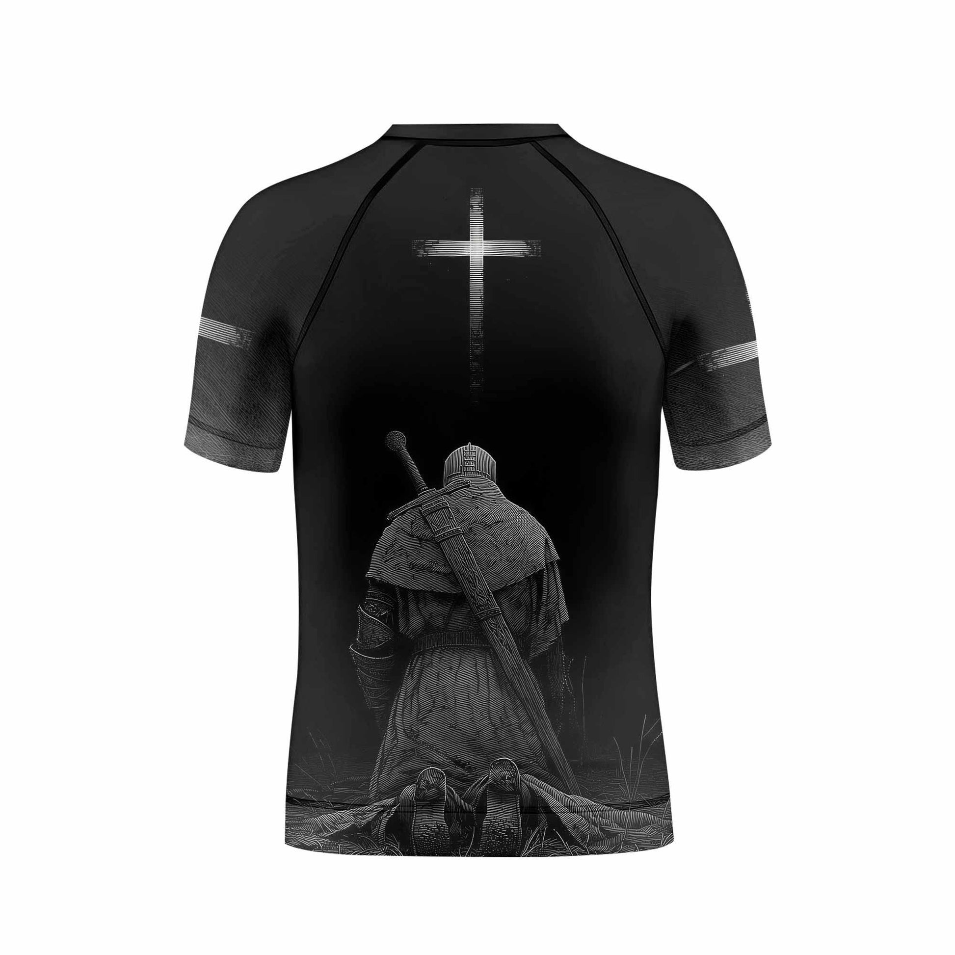 Psalms 23:4 NIV Kids Rash Guard Short Sleeve - boy's lifestyle view