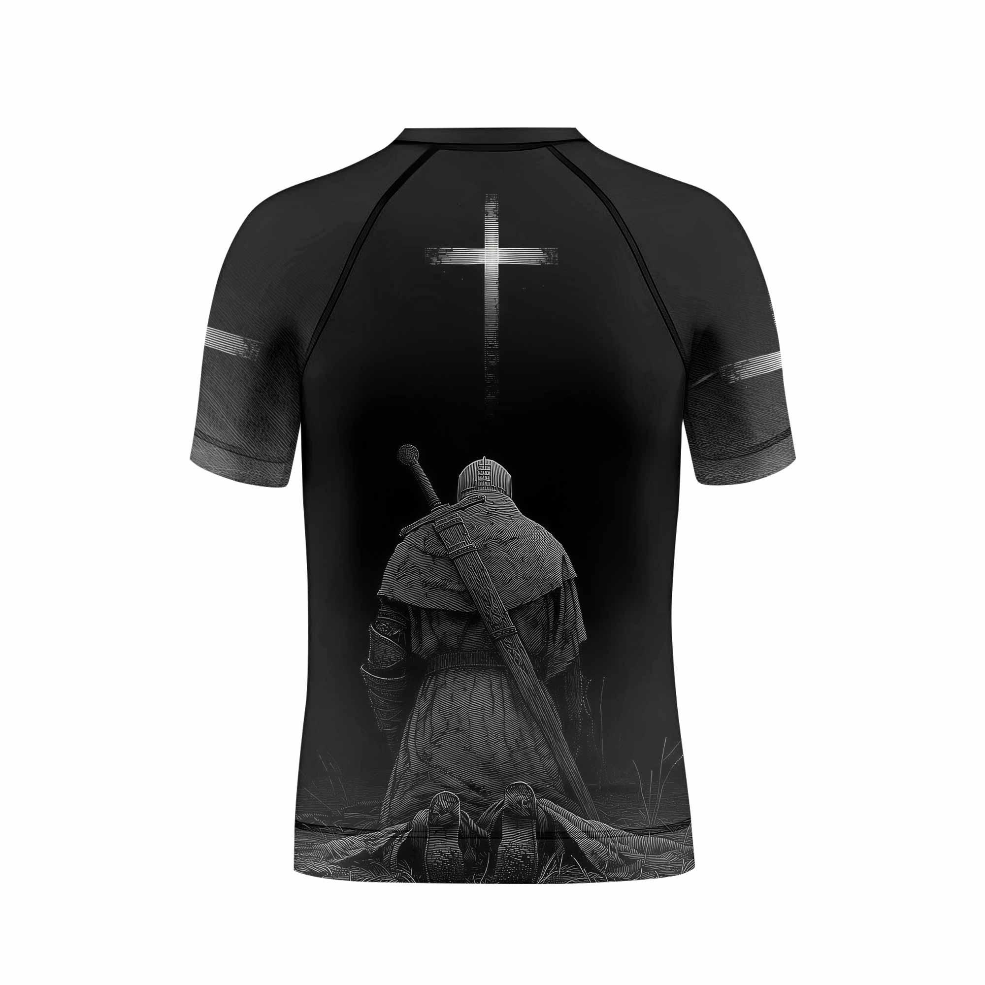 Psalms 23:4 NIV Kids Rash Guard Short Sleeve - boy's lifestyle view