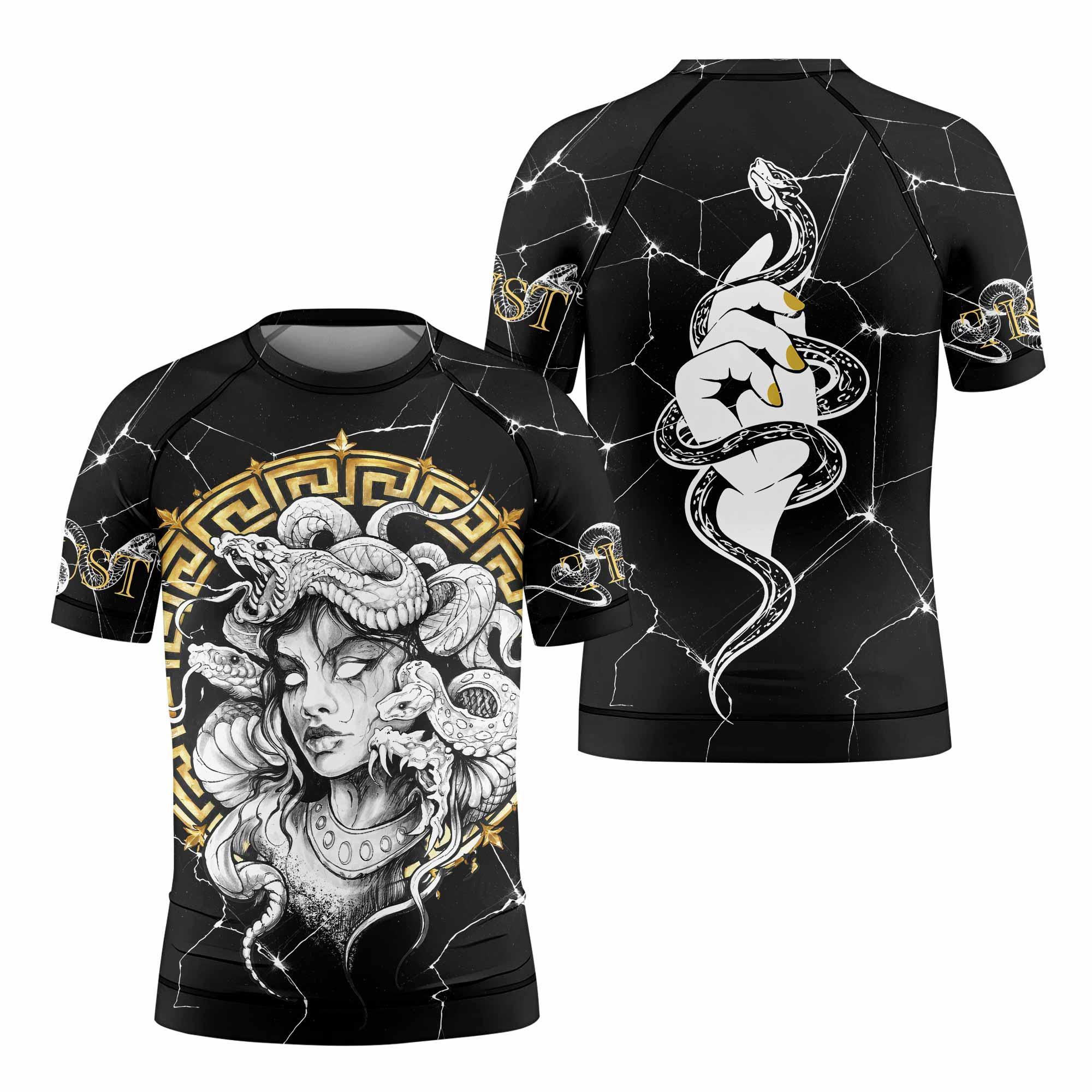 Medusa Snake Kids Rash Guard Short Sleeve - front view mockup