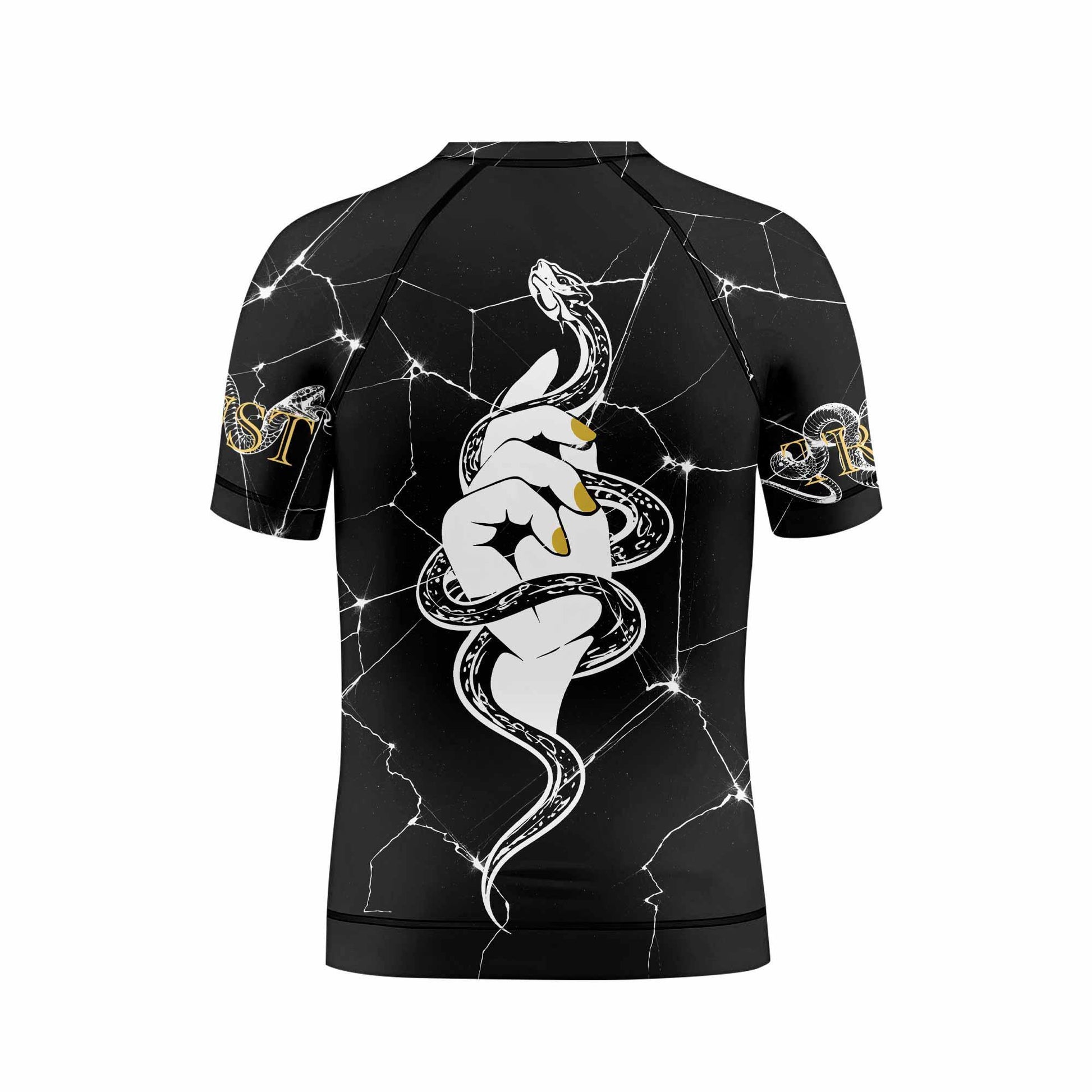 Medusa Snake Kids Rash Guard Short Sleeve - boy's lifestyle view