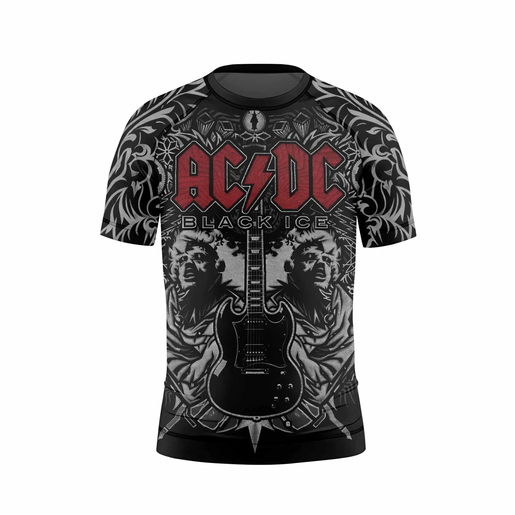 AC/DC Black Ice Kids Rash Guard Short Sleeve - back view mockup