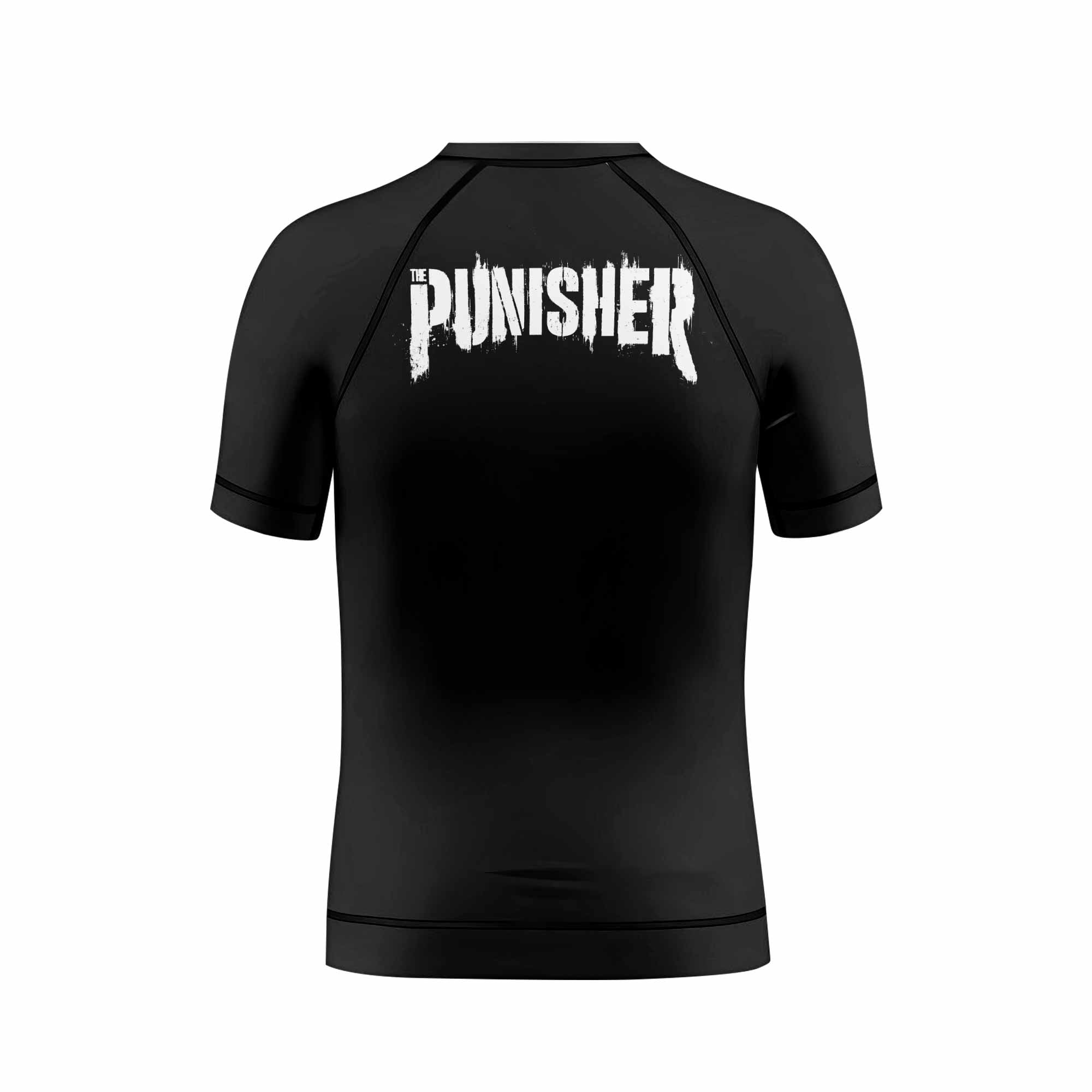 The Punisher War Mask Kids Rash Guard Short Sleeve - boy's lifestyle view