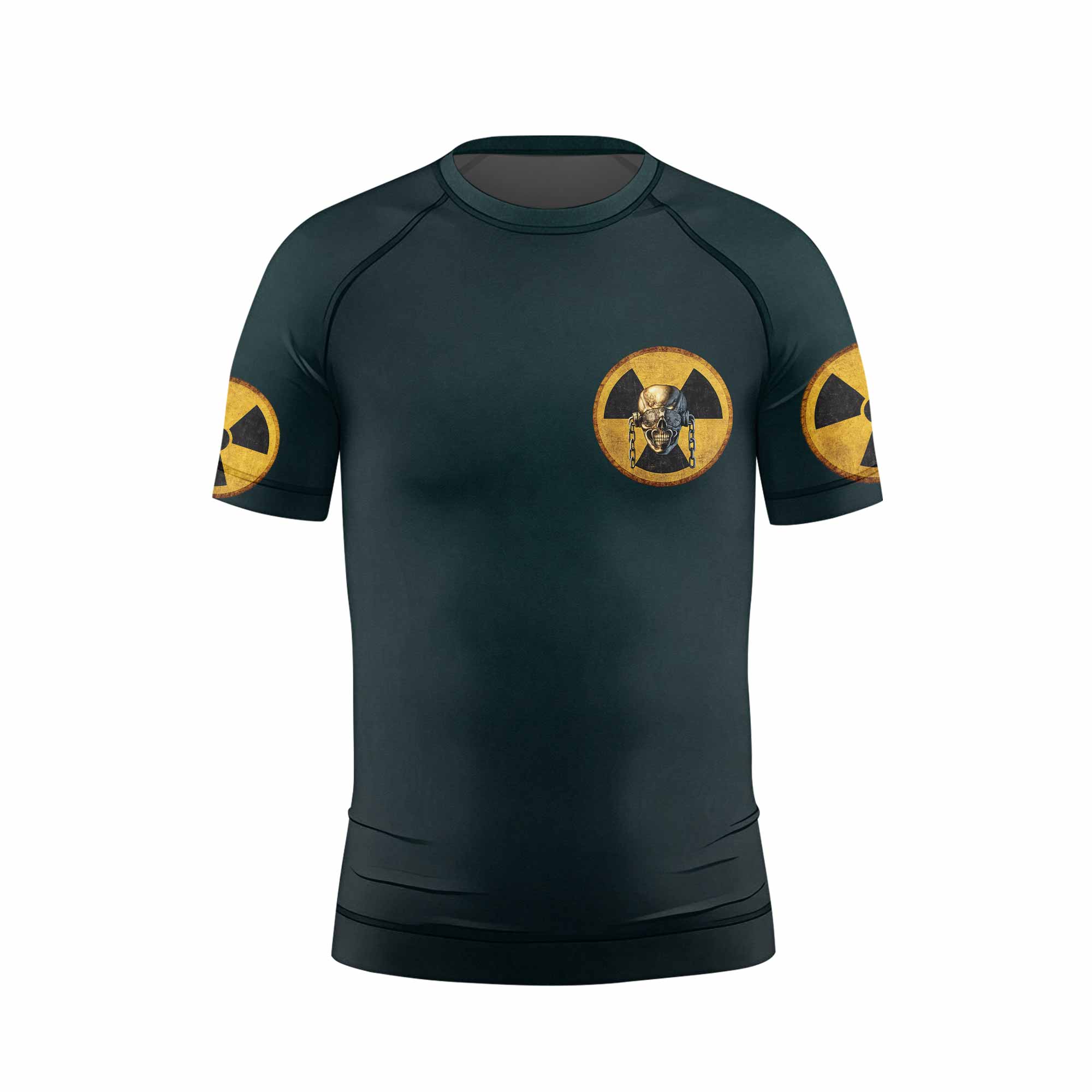 Megadeth Nuclear Skull Kids Rash Guard Short Sleeve - front view mockup