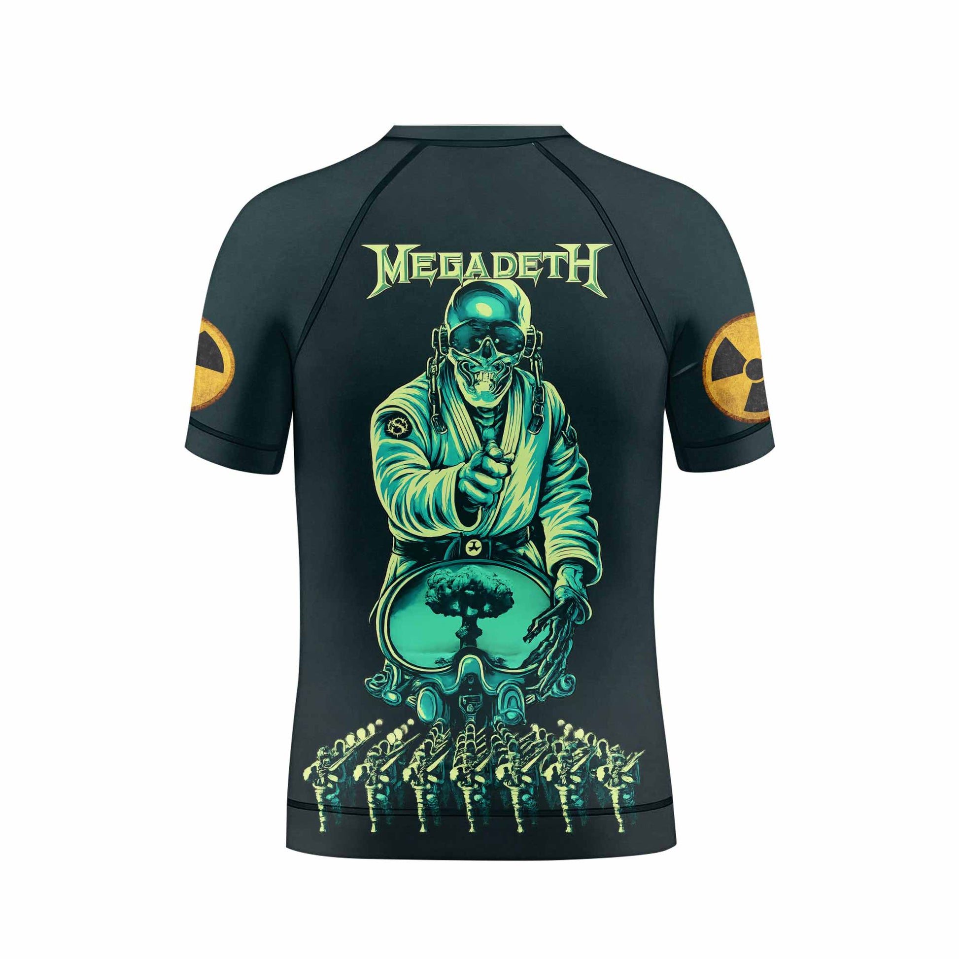 Megadeth Nuclear Skull Kids Rash Guard Short Sleeve - boy's lifestyle view