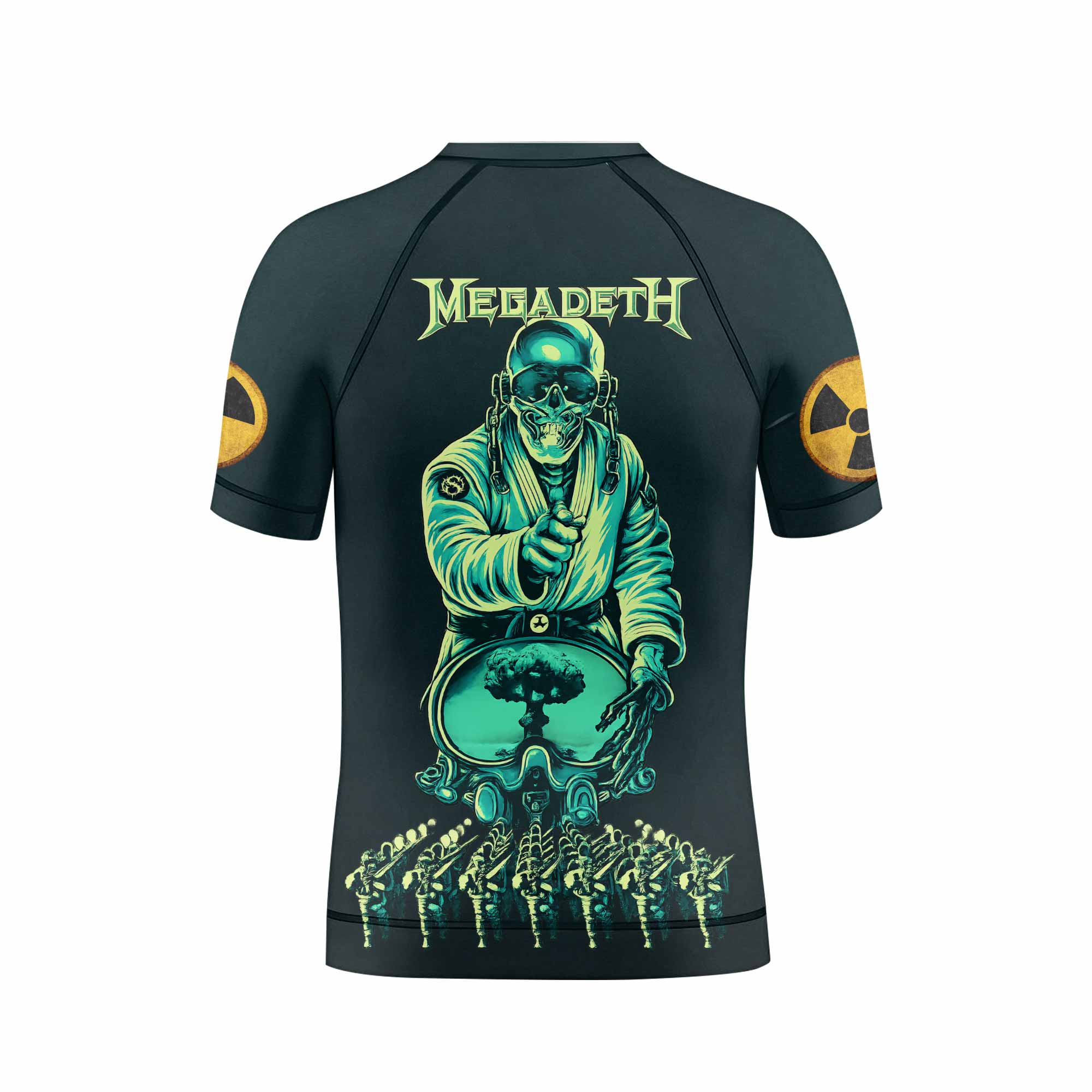 Megadeth Nuclear Skull Kids Rash Guard Short Sleeve - boy's lifestyle view