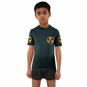 Megadeth Nuclear Skull Kids Rash Guard Short Sleeve - front and back view